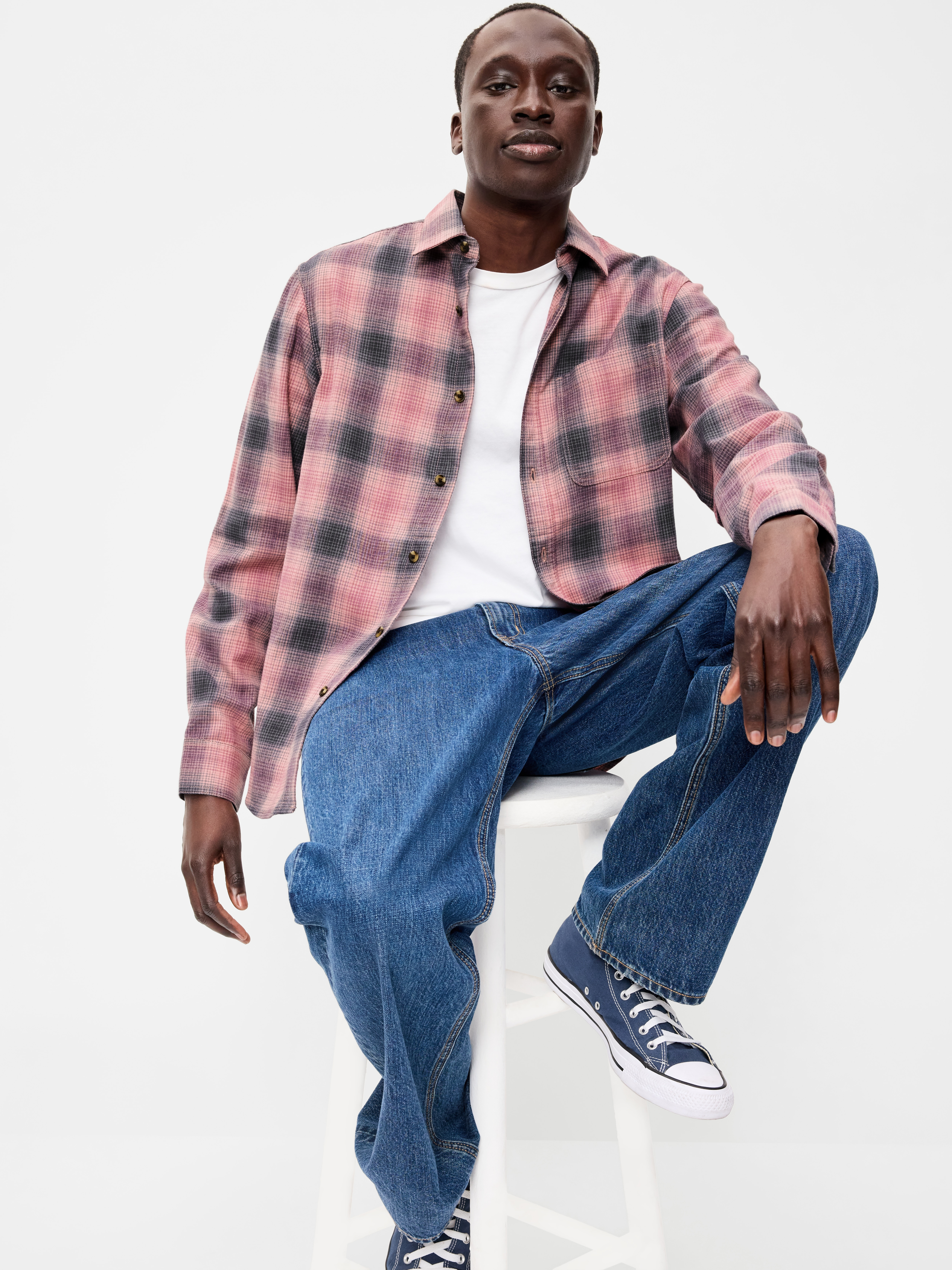 Relaxed Long-Sleeve Flannel Pocket Shirt - Misty Dawn - 3
