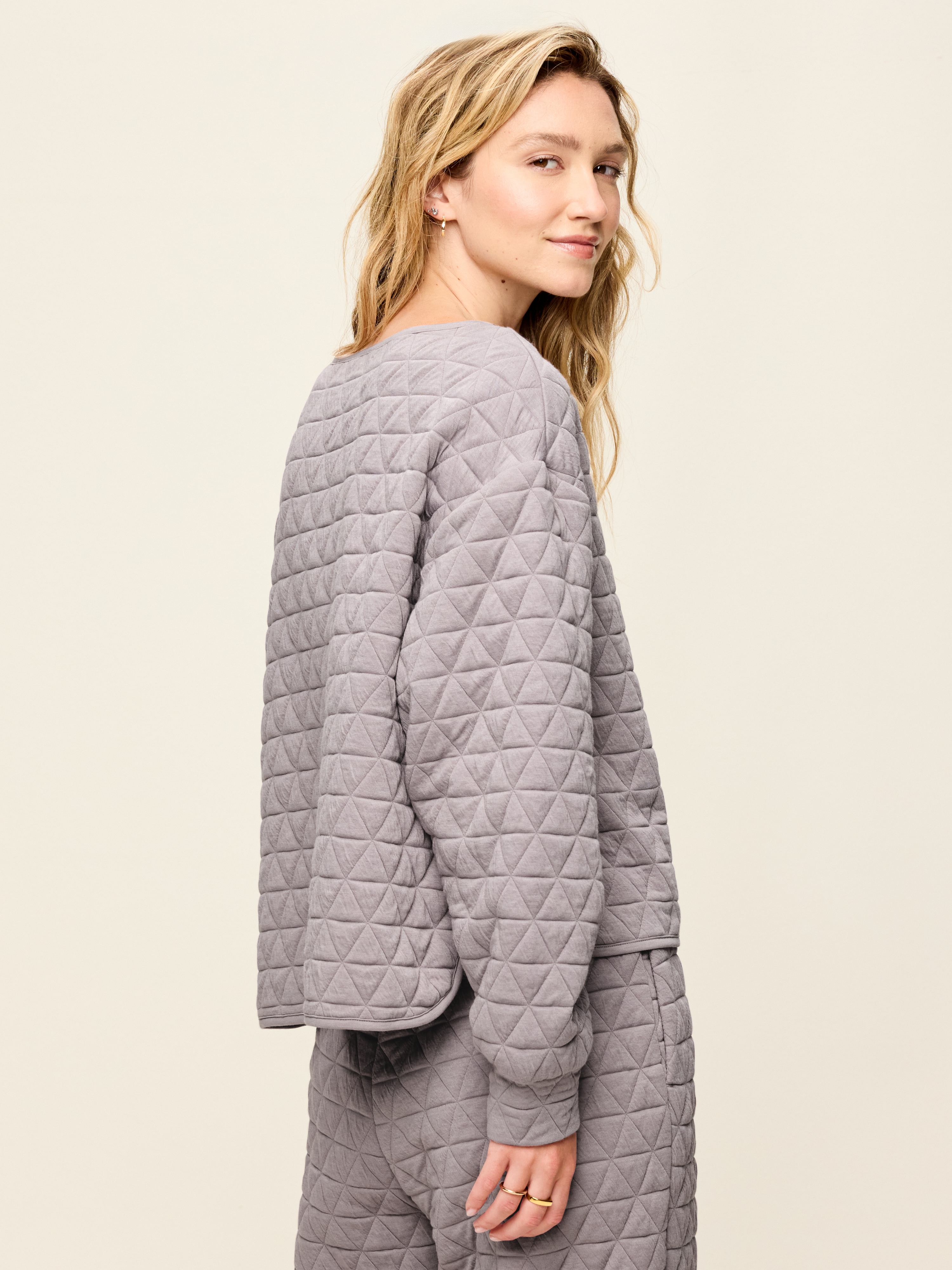 Quilted Bounce Fleece Boatneck Sweatshirt - Mockingbird - 2