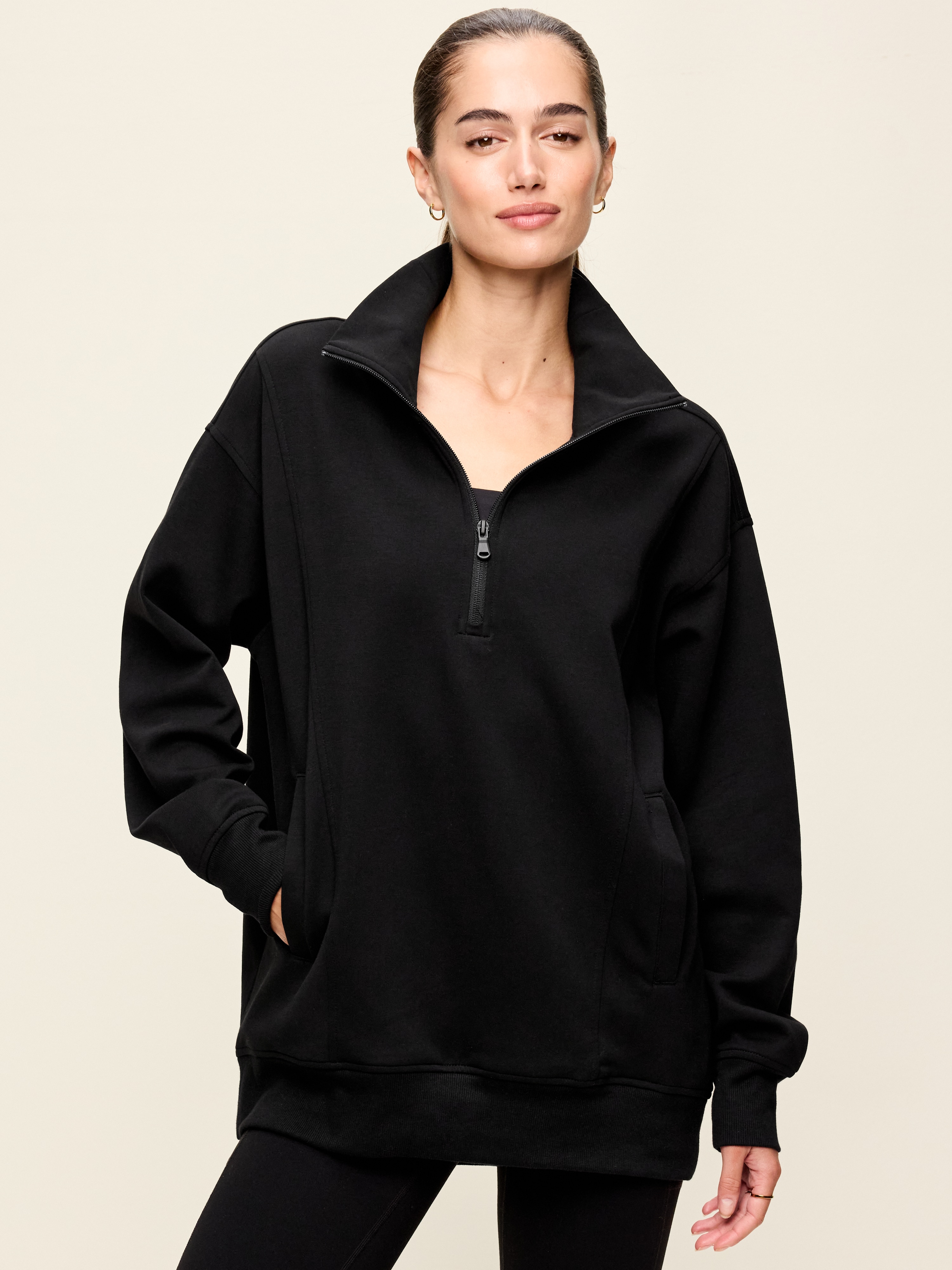 Dynamic Fleece Half-Zip Tunic Sweatshirt - Black Jack - 1