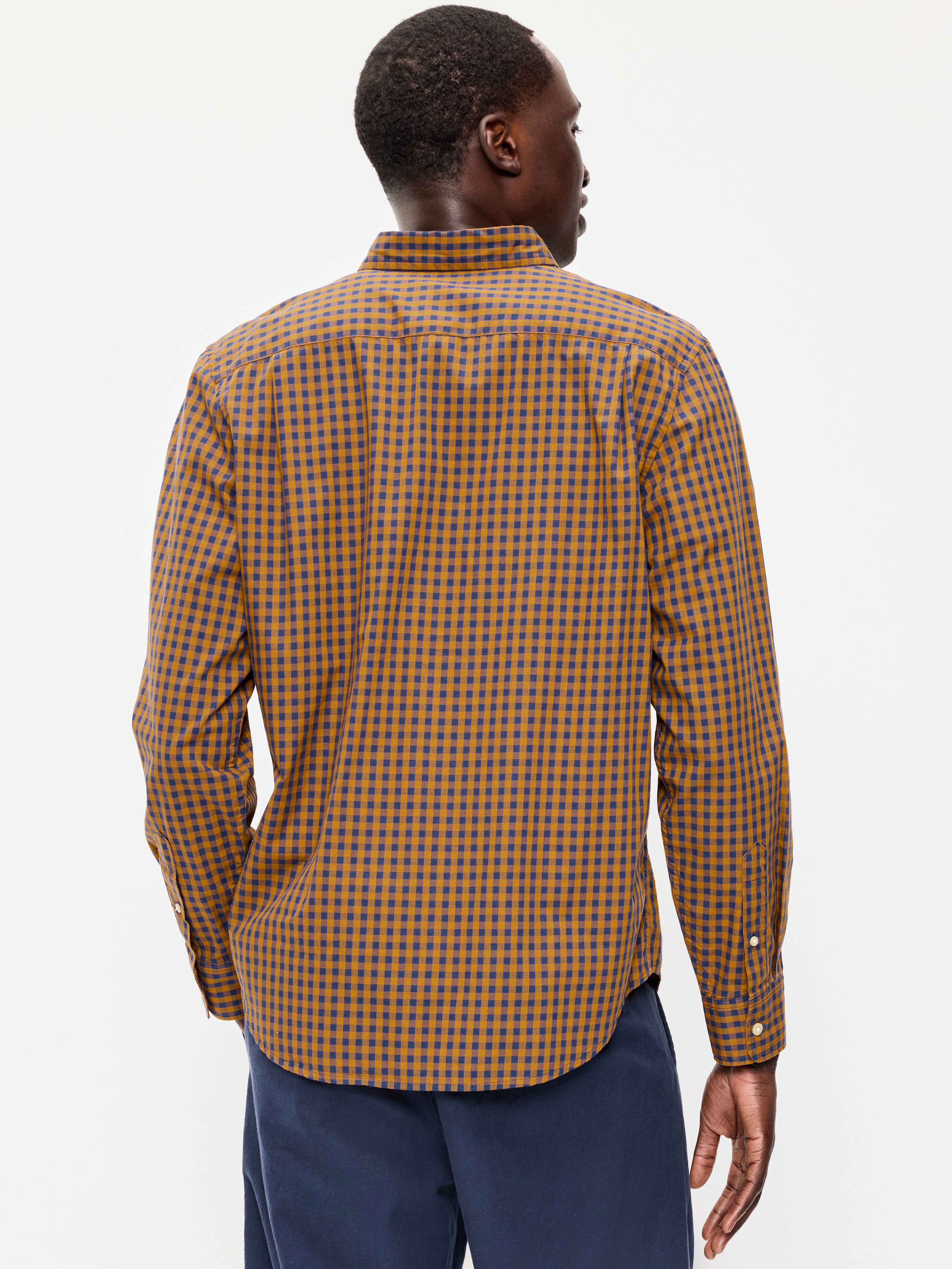 Classic Fit Everyday Oxford Shirt - Blue Orange Check - 2