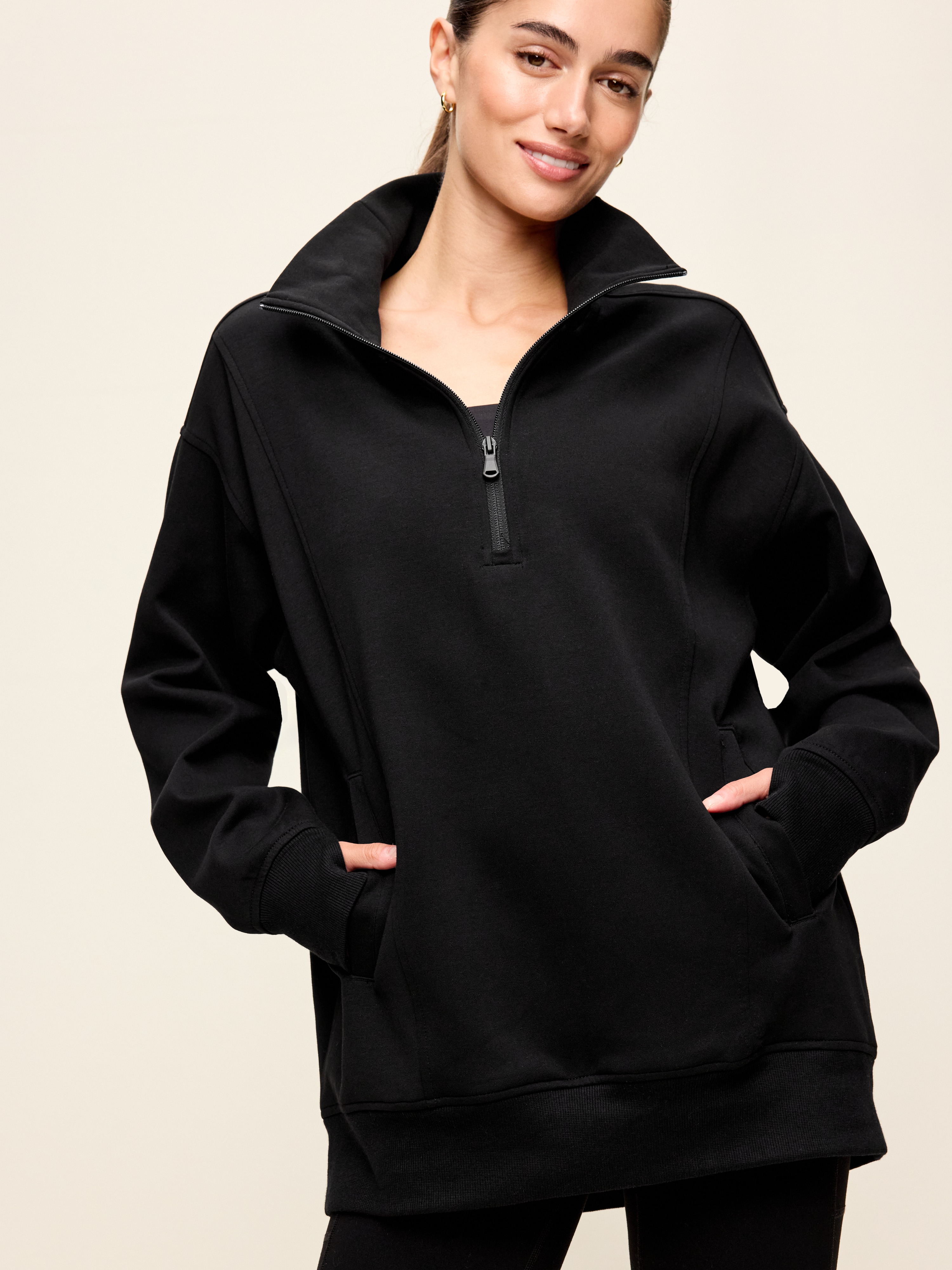Dynamic Fleece Half-Zip Tunic Sweatshirt - Black Jack - 4