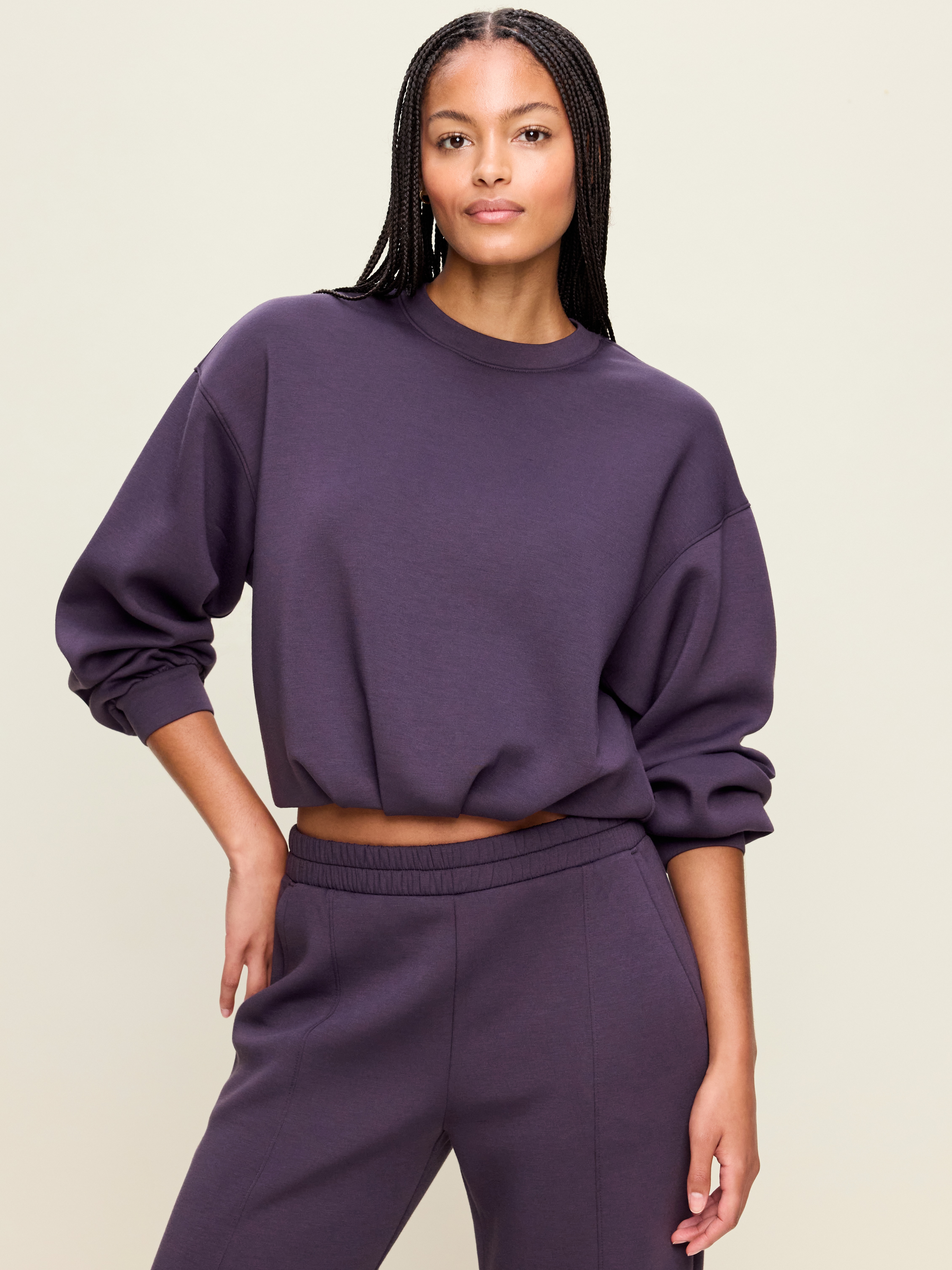 Bounce Fleece Bubble-Hem Sweatshirt - Nebula - 1