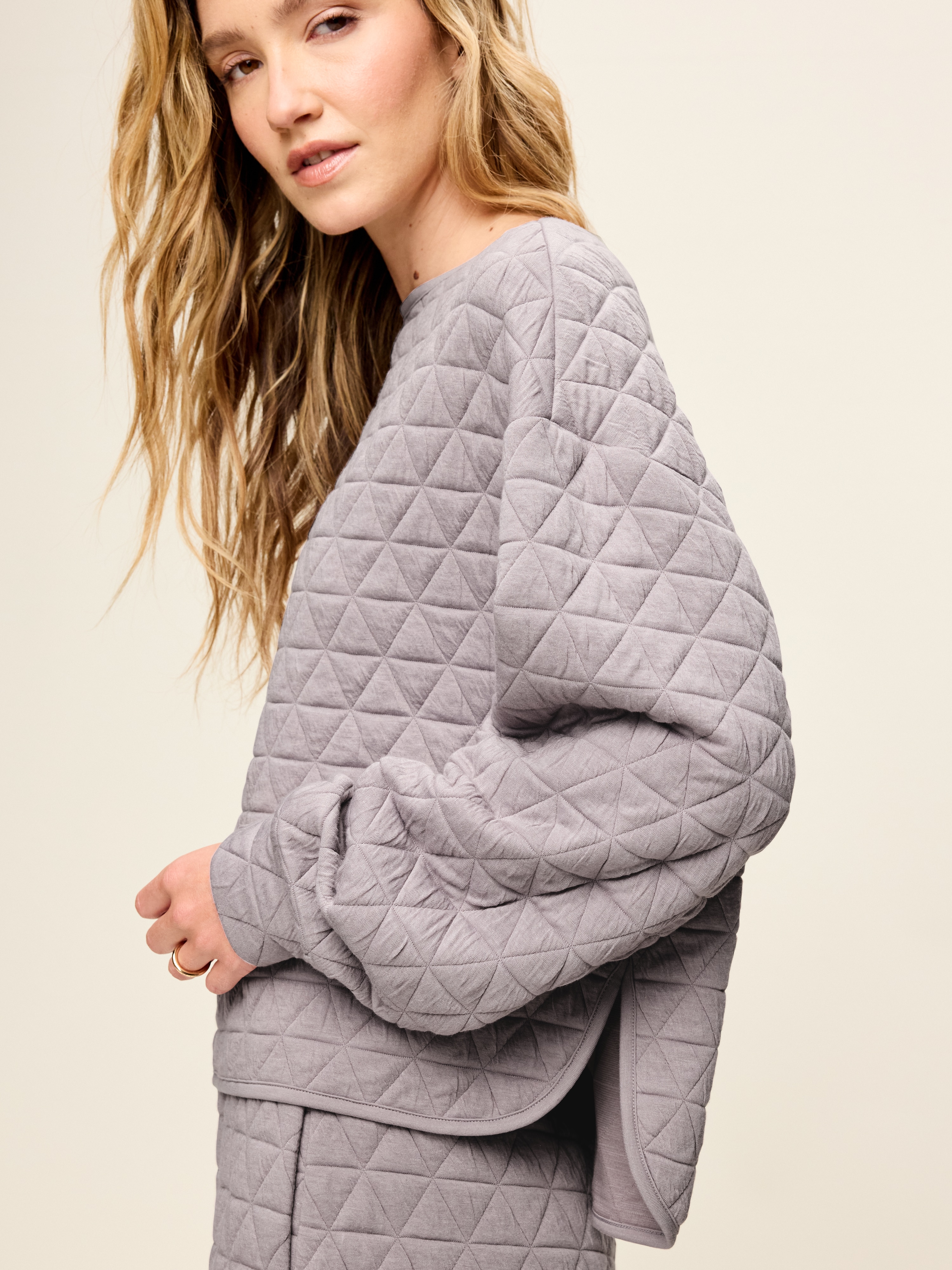 Quilted Bounce Fleece Boatneck Sweatshirt - Mockingbird - 4