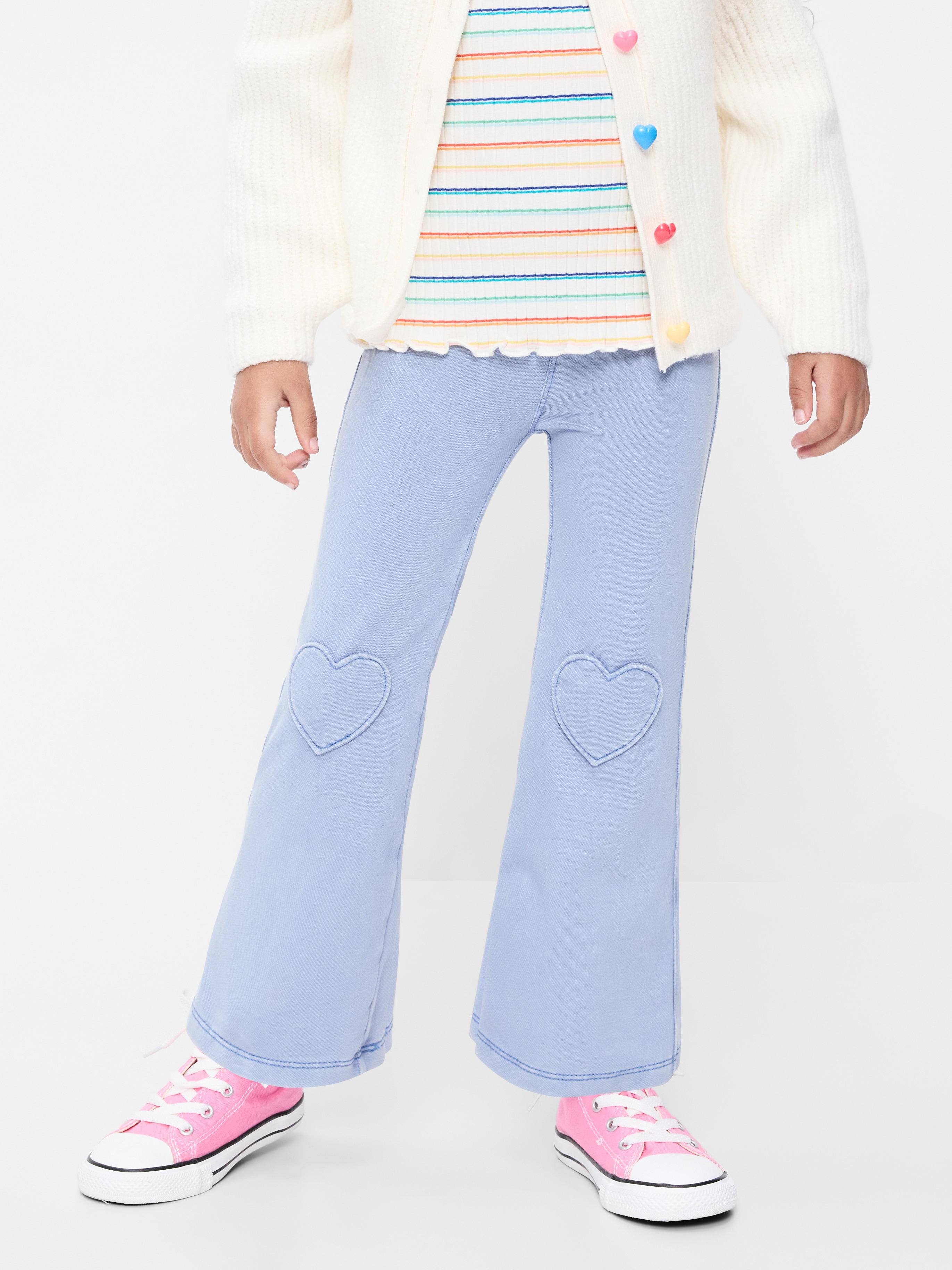 Faux-Denim Flared Leggings for Toddler Girls - Light Wash - 2
