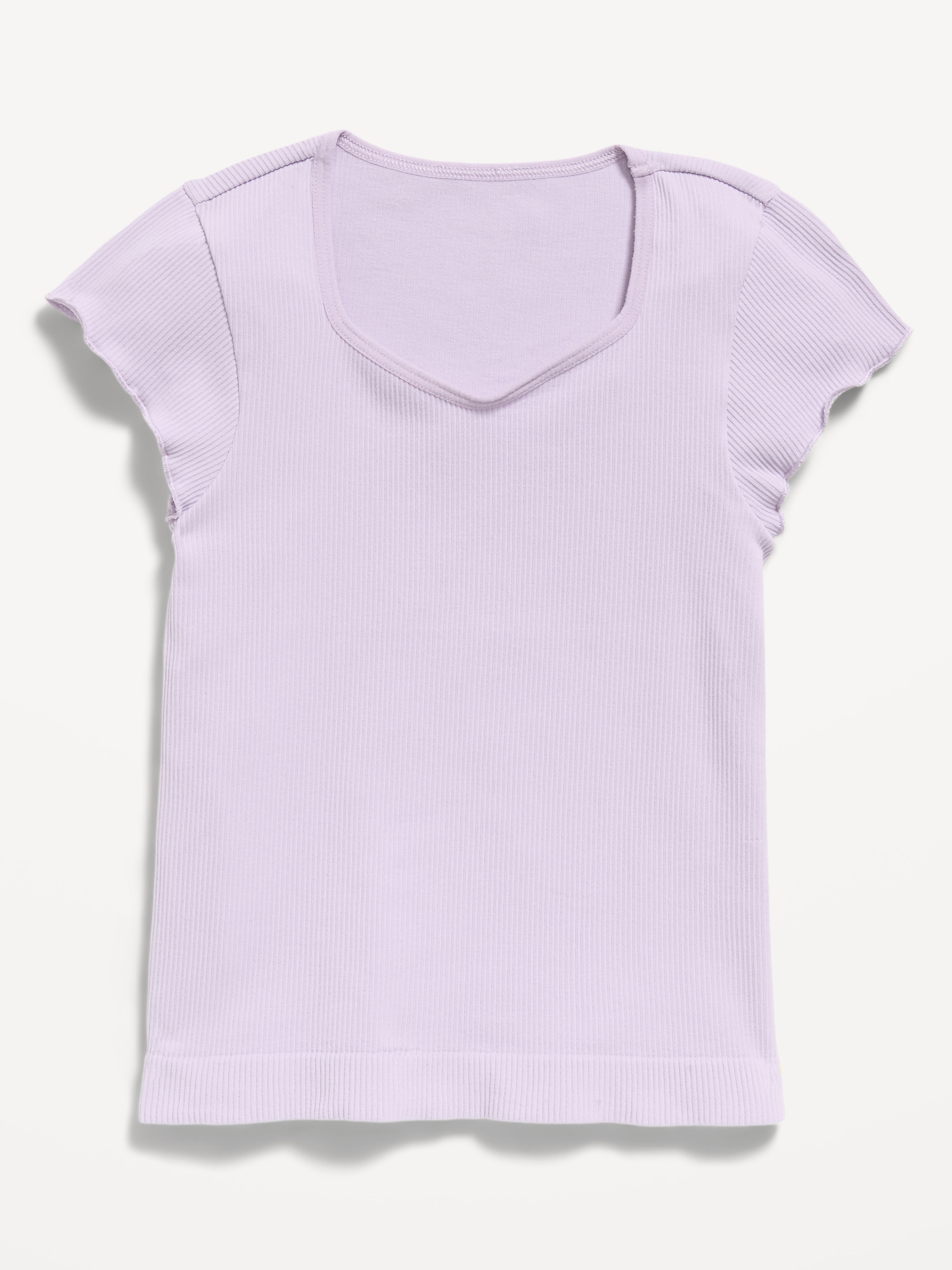 Fitted Seamless Ribbed  Performance Top for Girls - Dusky Lavender - 2