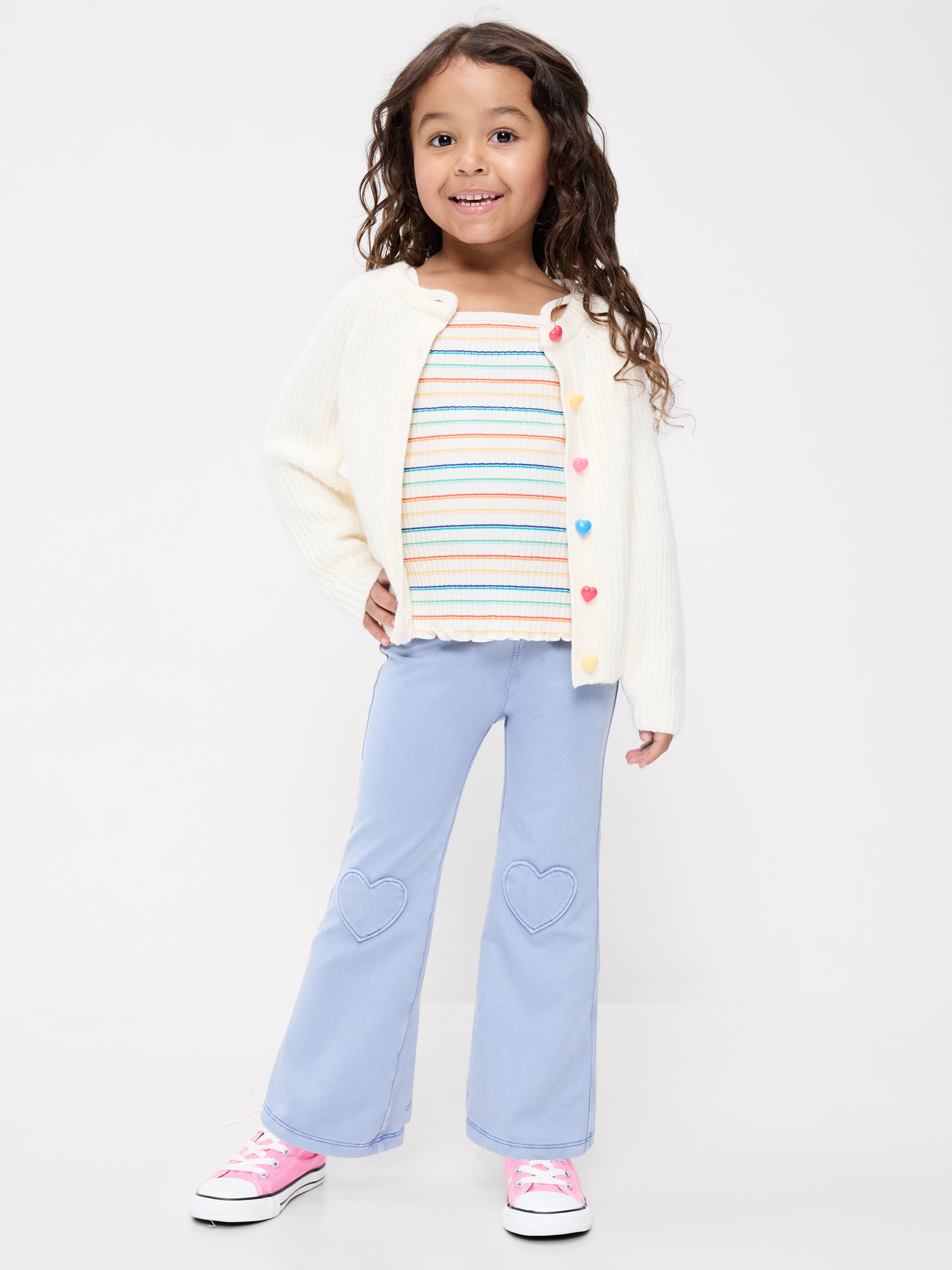 Faux-Denim Flared Leggings for Toddler Girls - Light Wash - 1