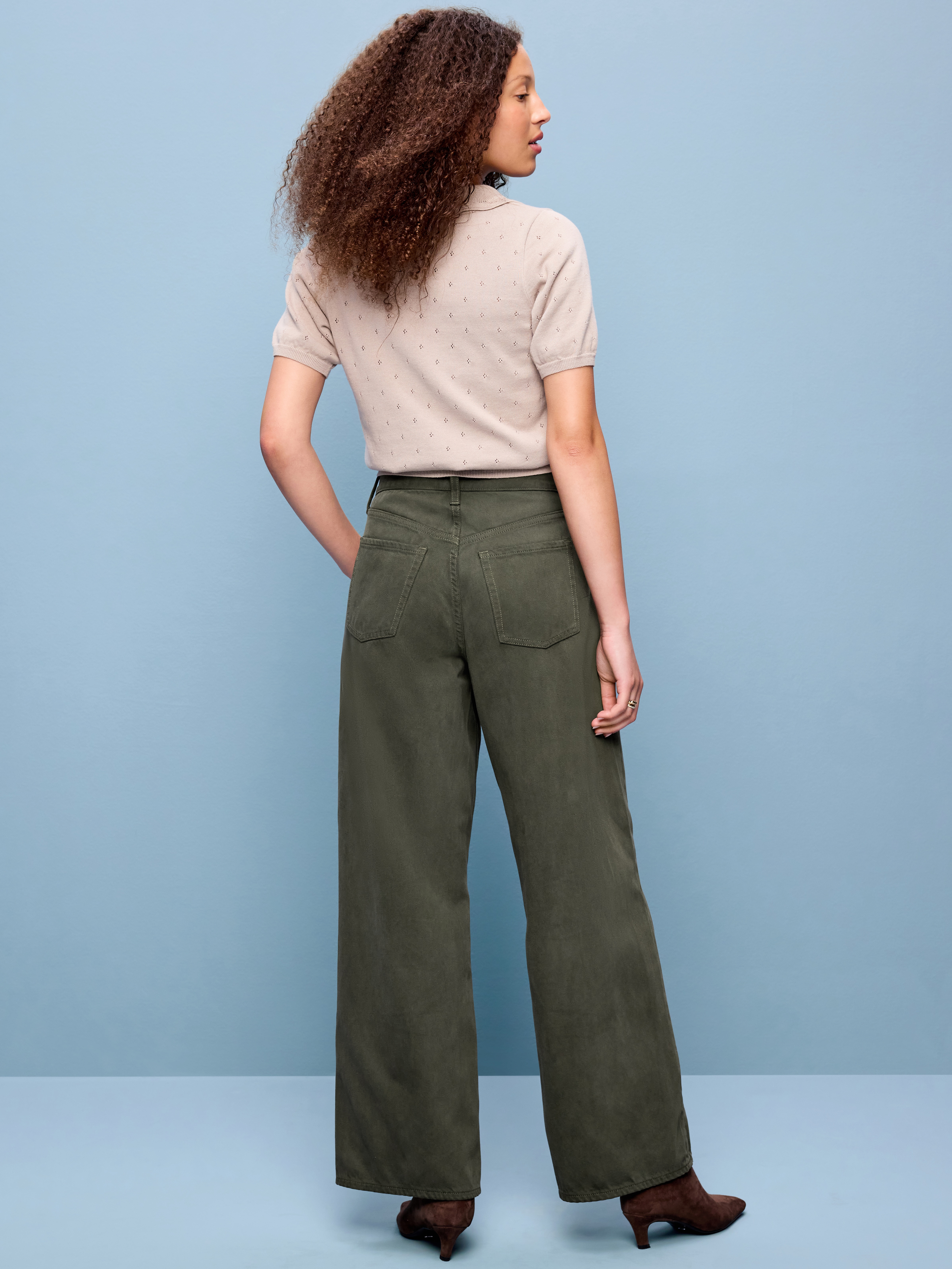 High-Waisted Baggy Wide-Leg Jeans - Forest Tapestry - 3