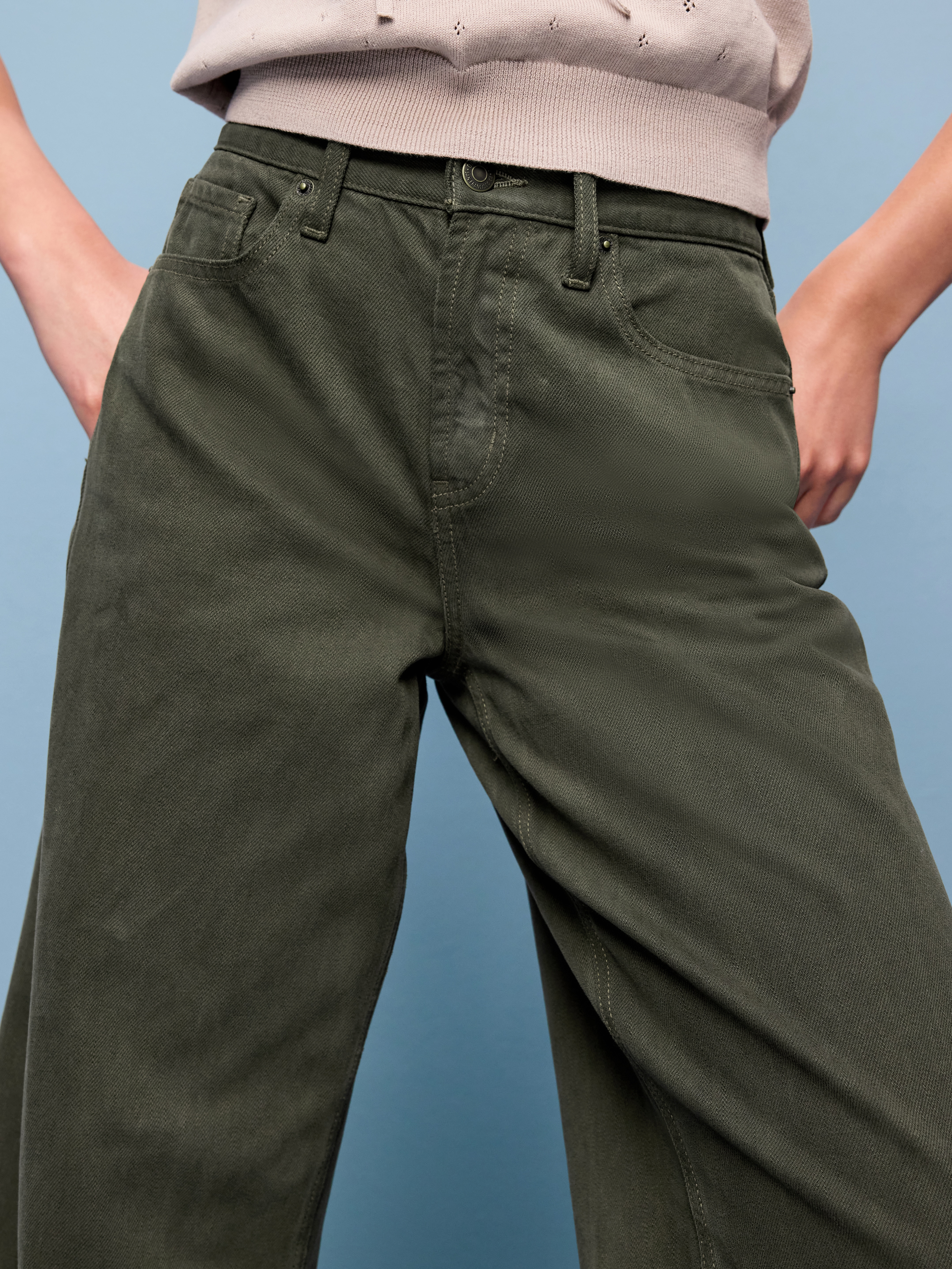 High-Waisted Baggy Wide-Leg Jeans - Forest Tapestry - 4