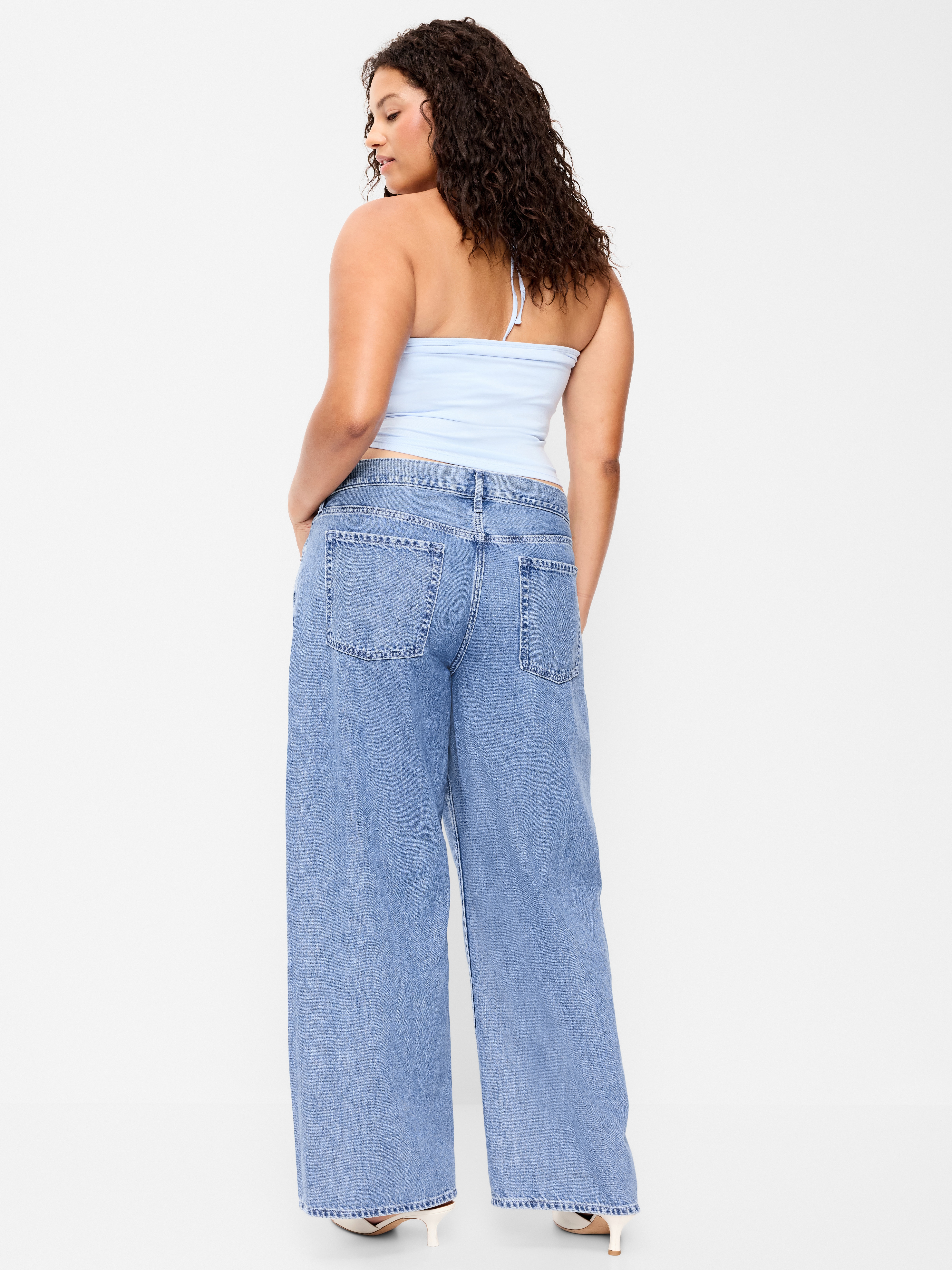 Low-Rise Baggy Wide-Leg Jeans - Medium Indigo - 8