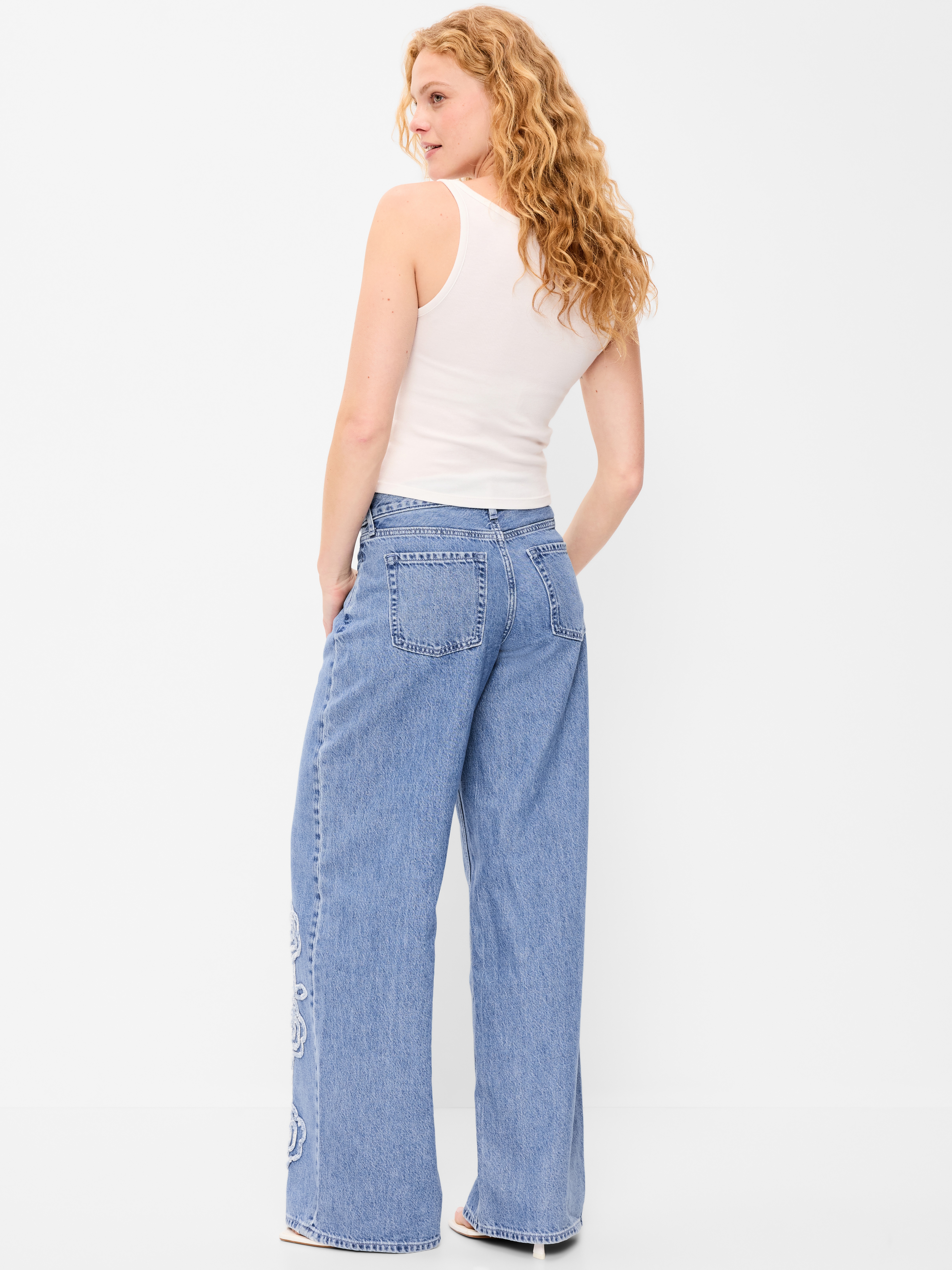 Low-Rise Baggy Wide-Leg Jeans - Medium Indigo - 3