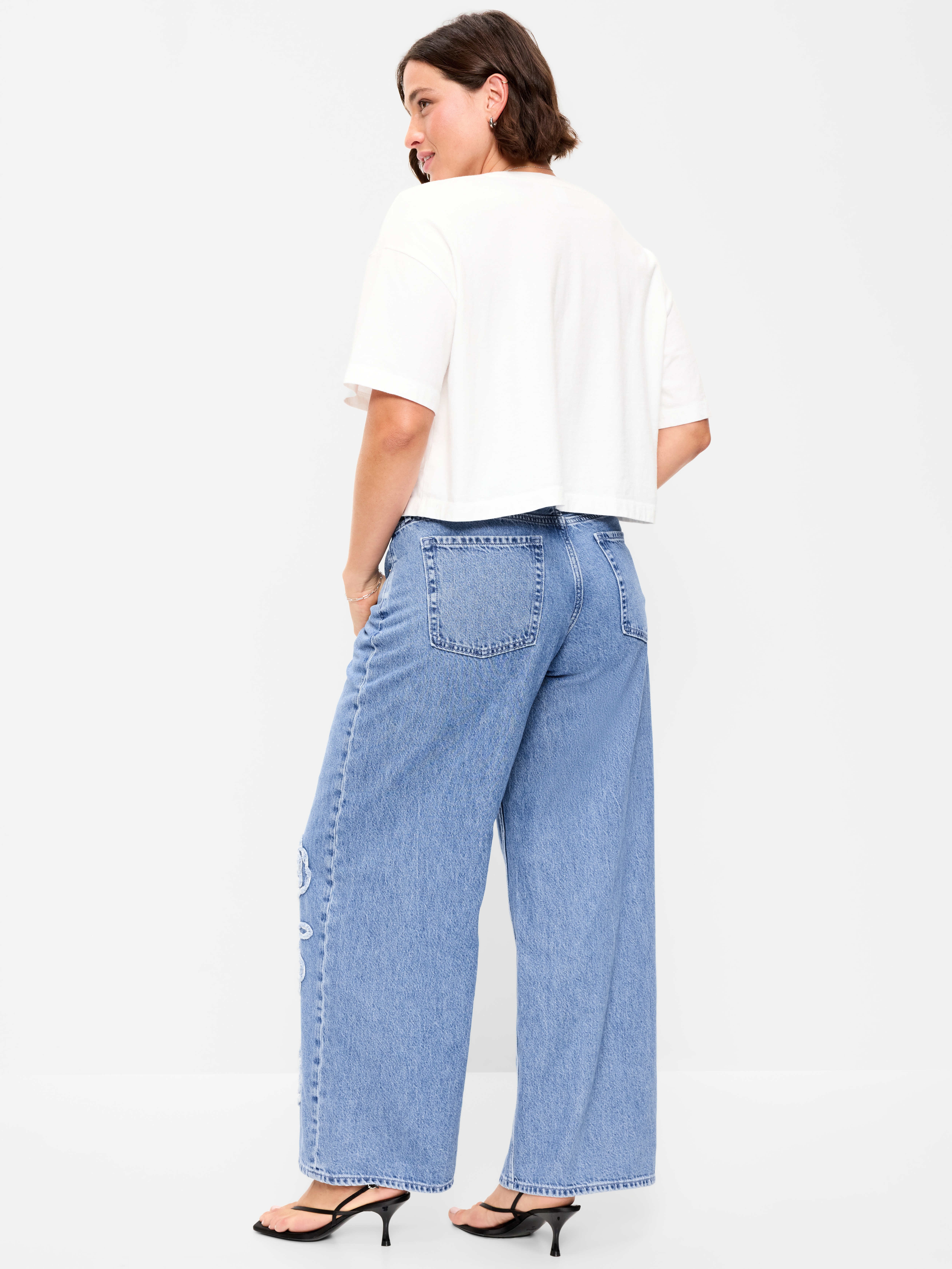 Low-Rise Baggy Wide-Leg Jeans - Medium Indigo - 6