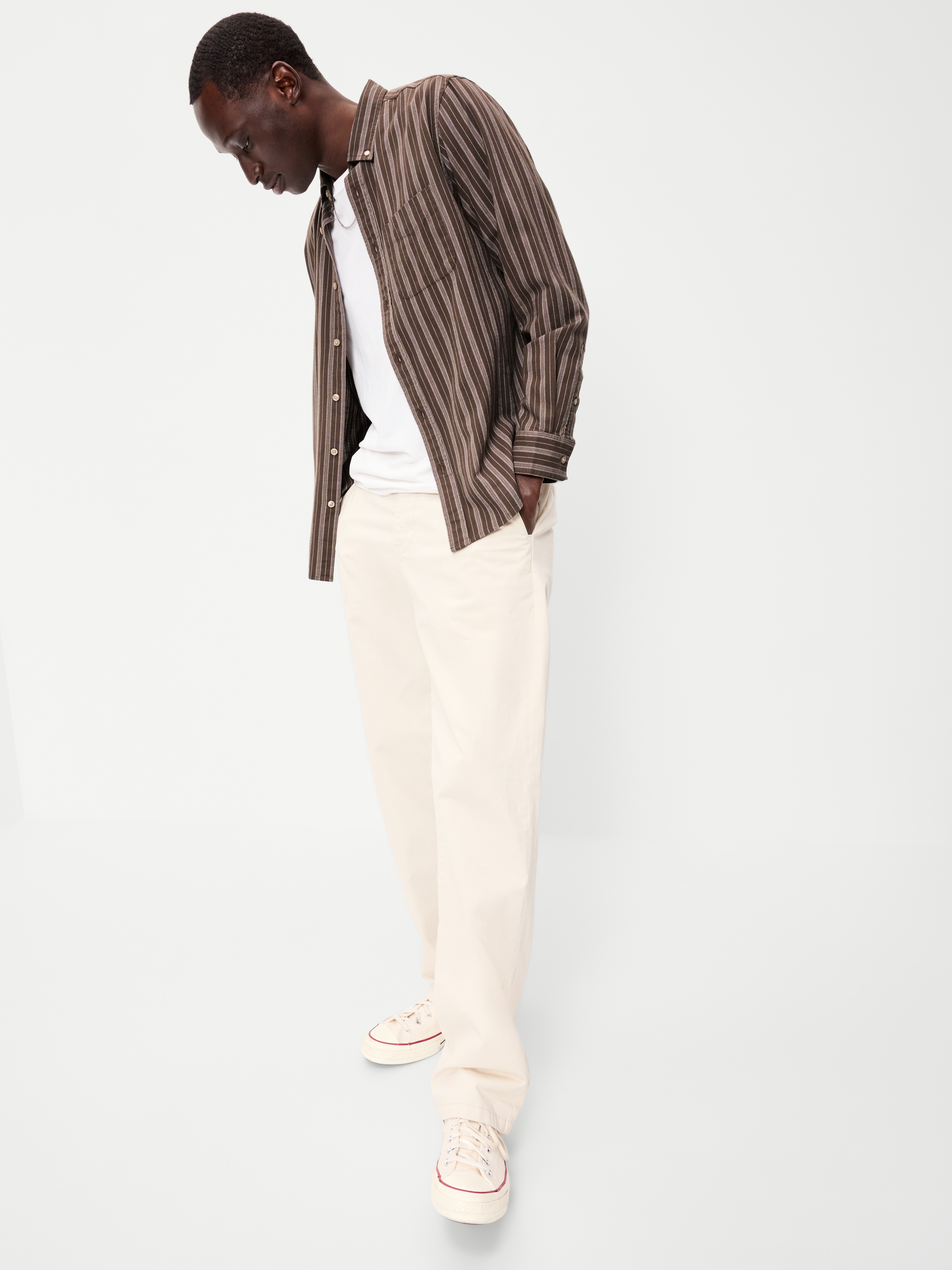 Classic Fit Everyday Oxford Shirt - Earth Brown Stripe - 3