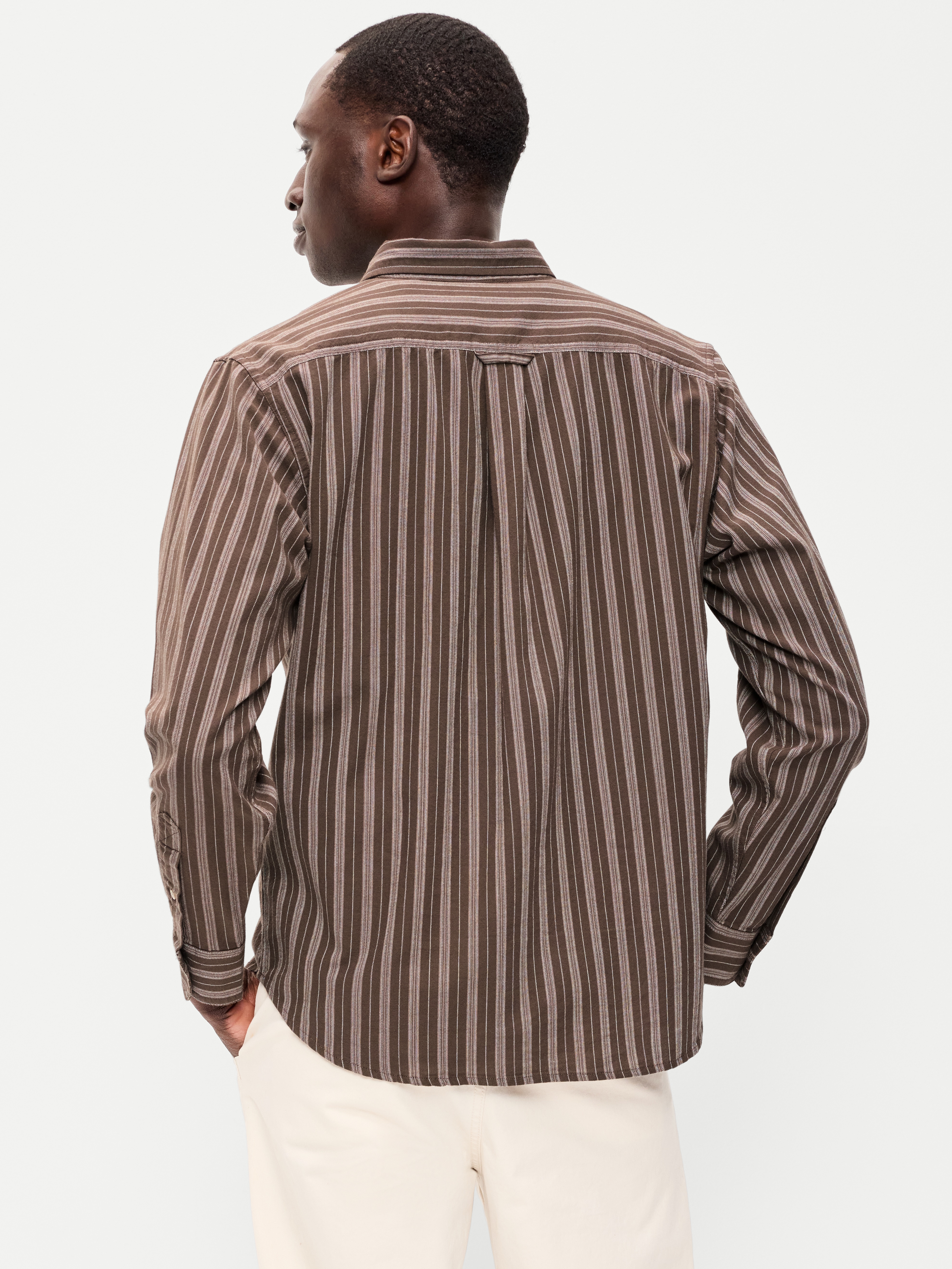 Classic Fit Everyday Oxford Shirt - Earth Brown Stripe - 2