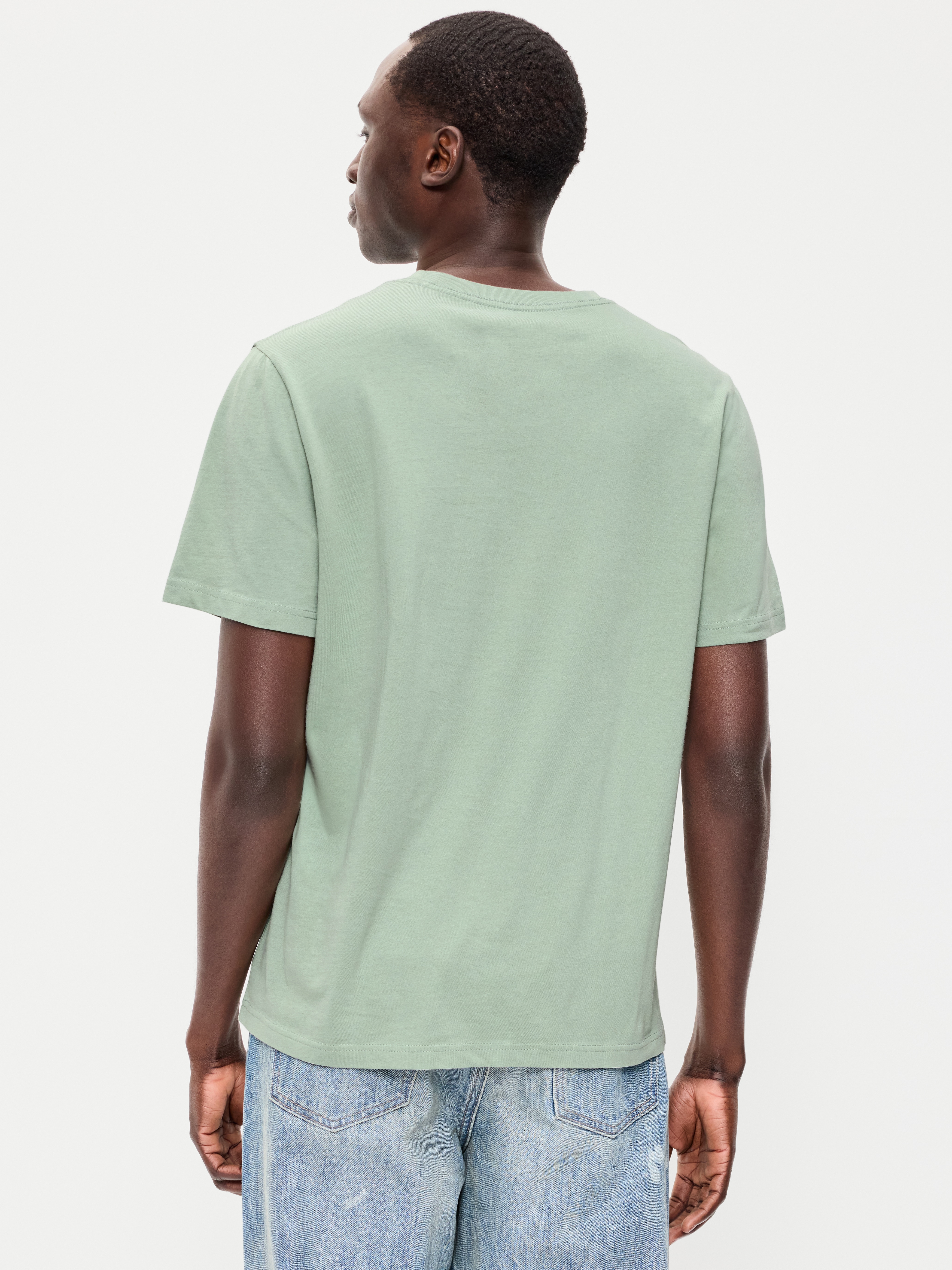 Soft-Washed Crew-Neck Short-Sleeve Tee - Milky Jade - 2