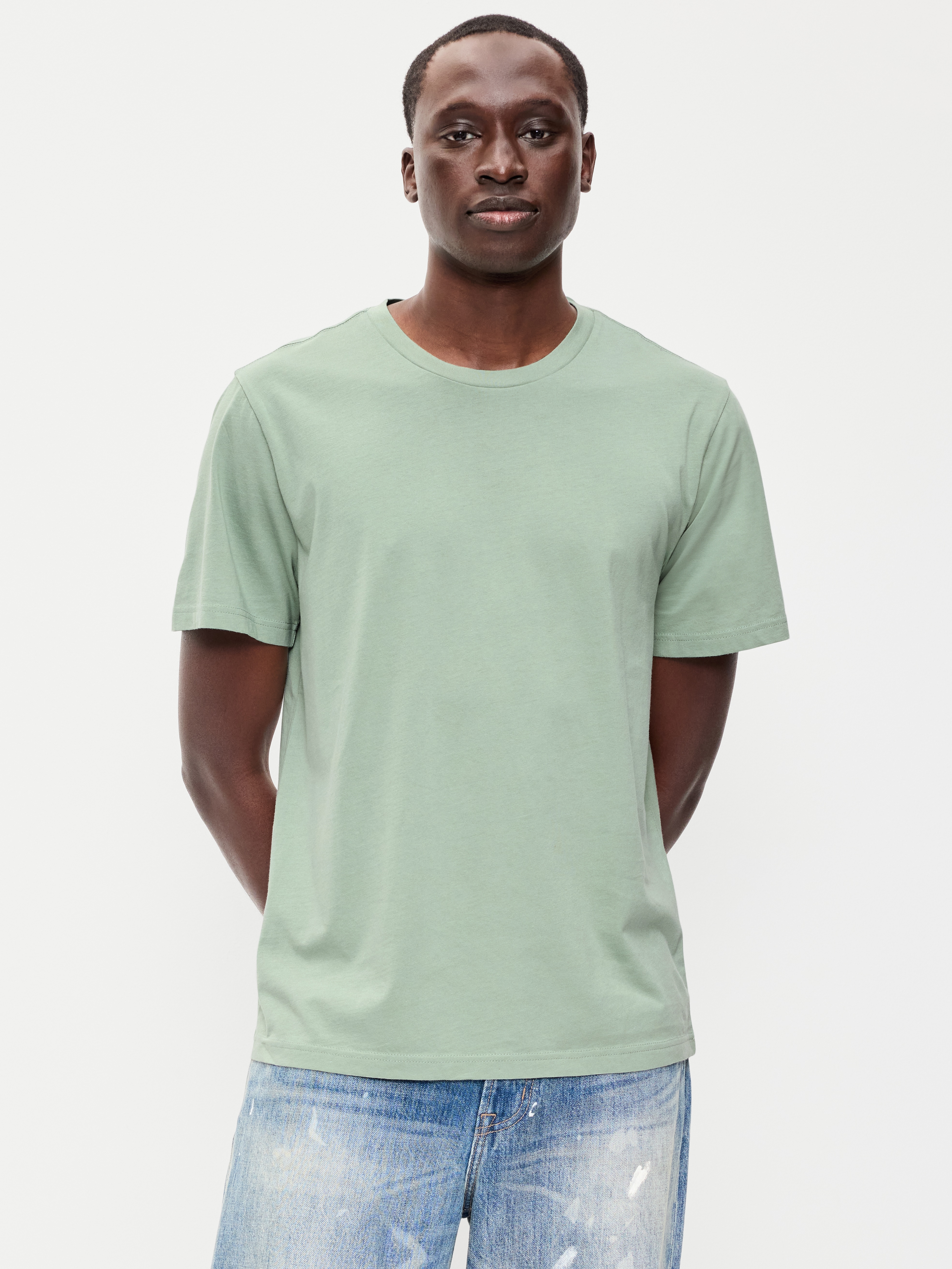 Soft-Washed Crew-Neck Short-Sleeve Tee - Milky Jade - 1