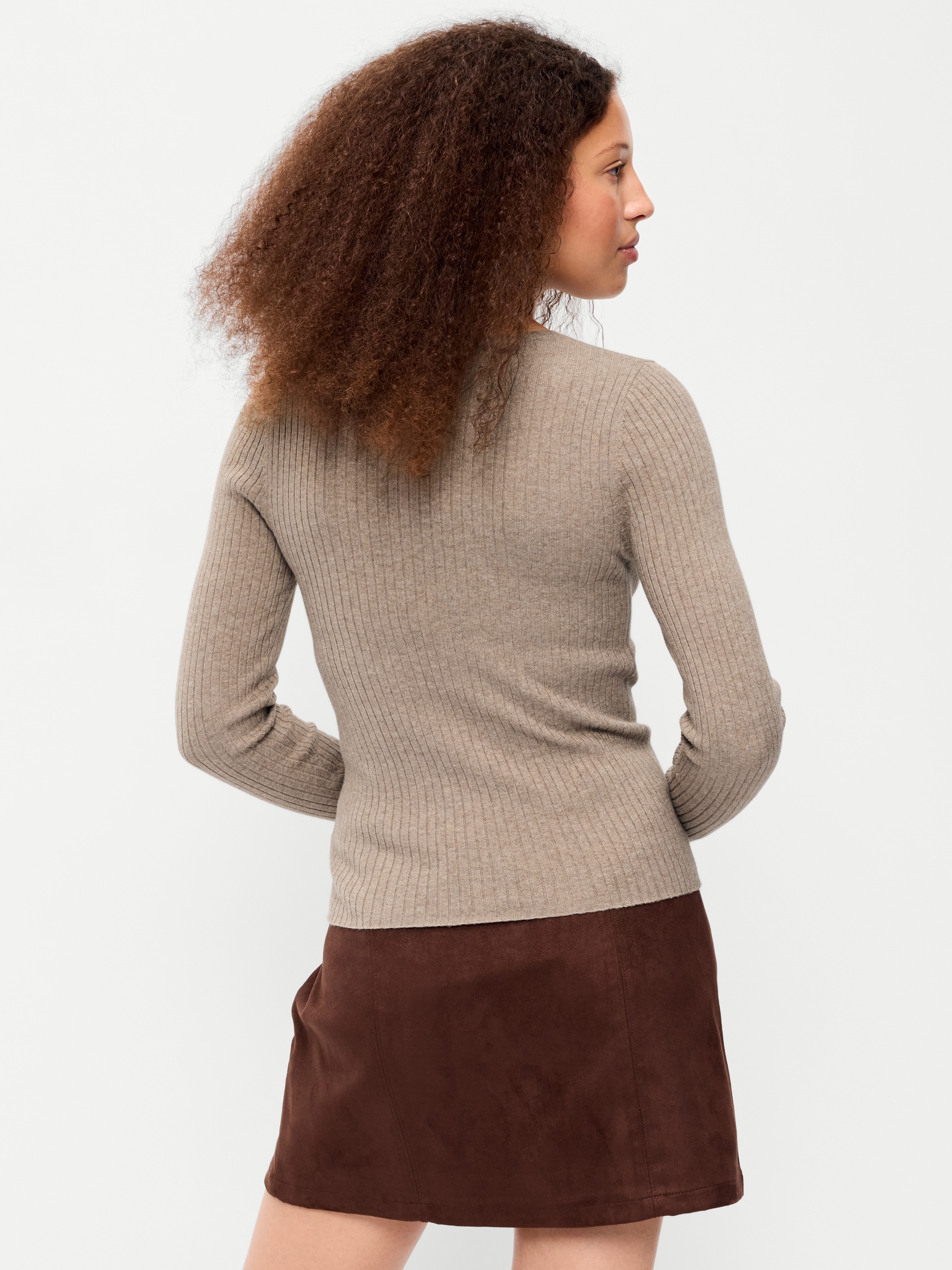 SoSoft Lite Crew-Neck Long-Sleeve Ribbed Sweater - Mushroom - 2