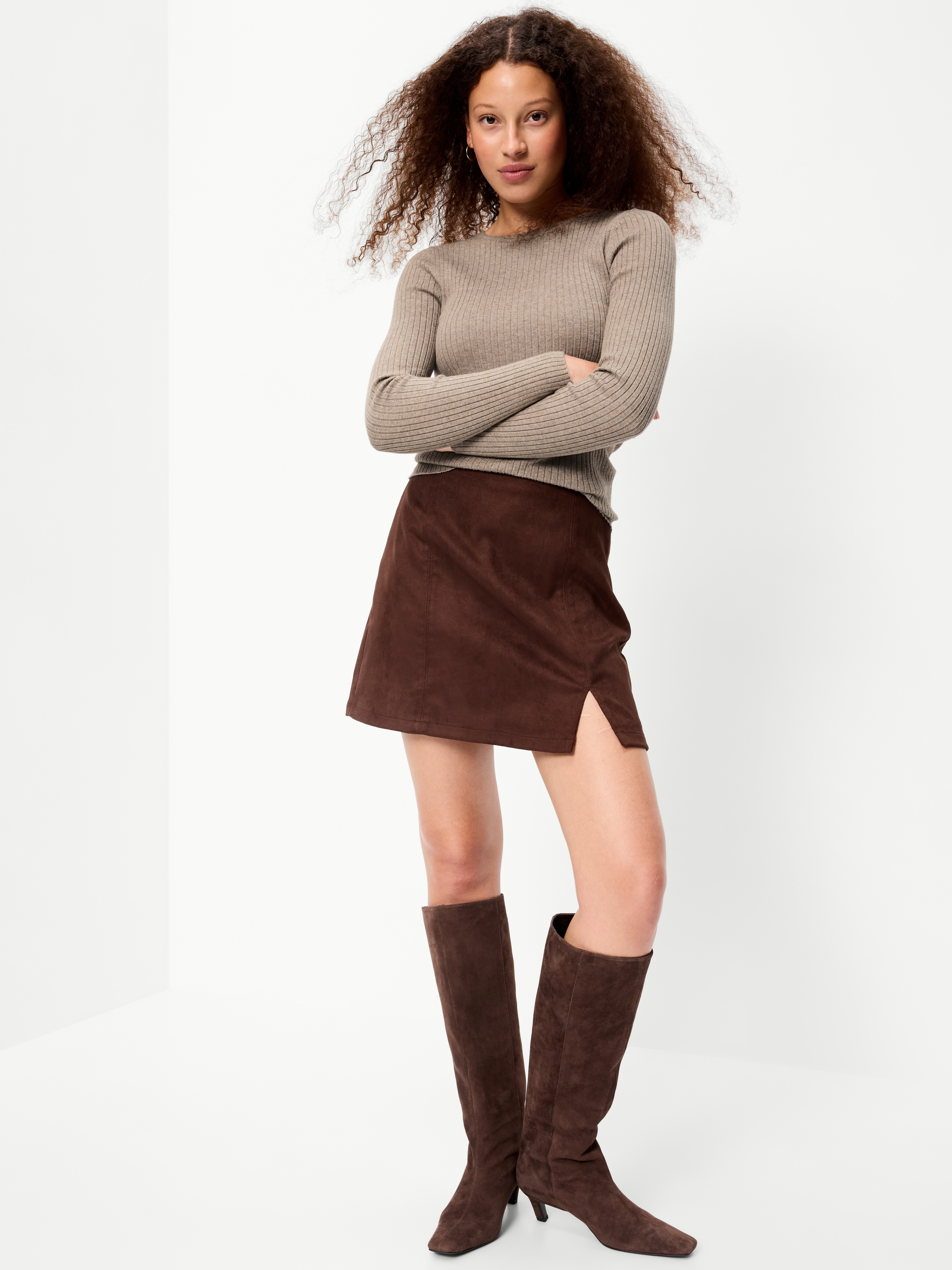 SoSoft Lite Crew-Neck Long-Sleeve Ribbed Sweater - Mushroom - 3