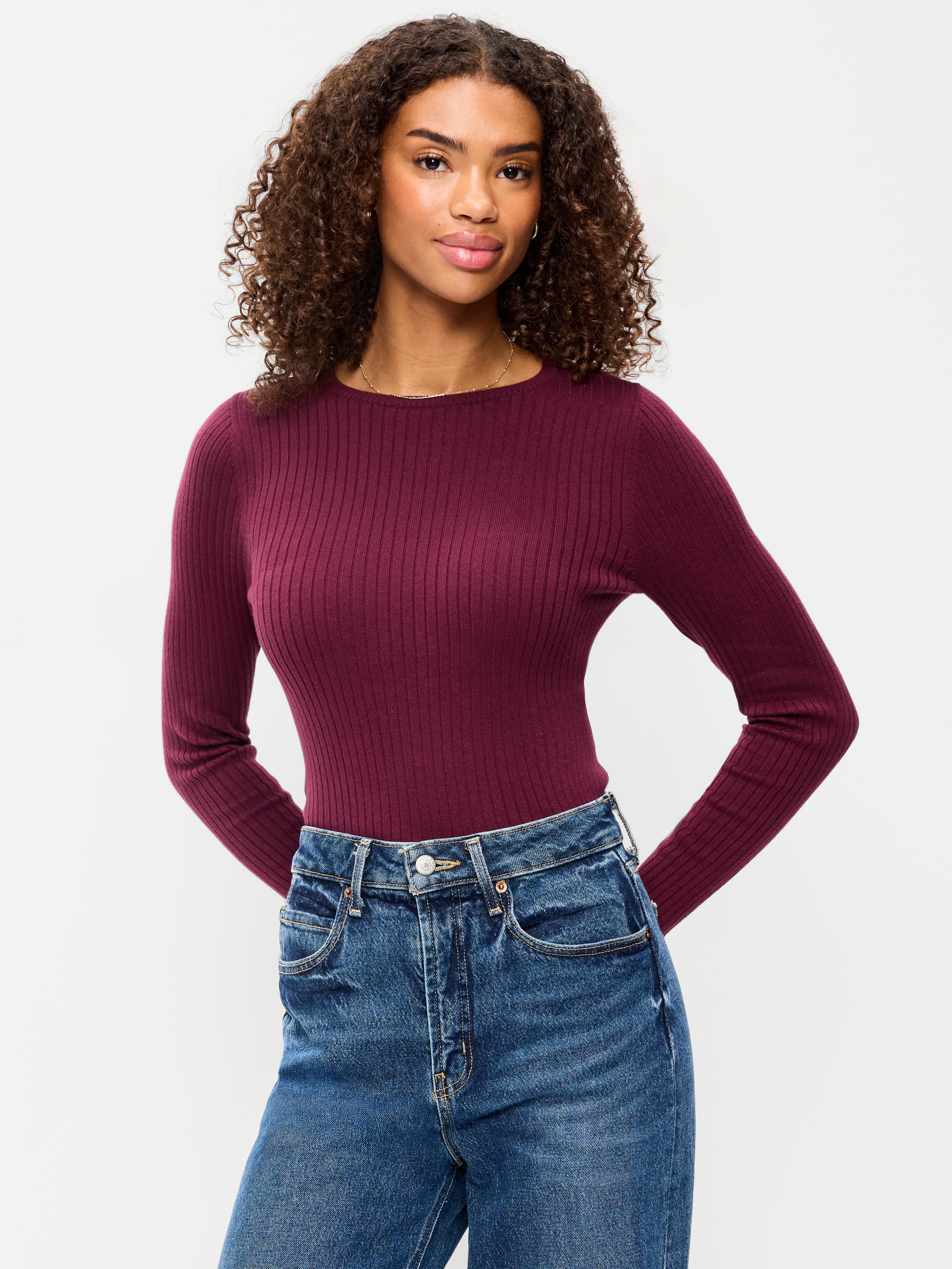 SoSoft Lite Crew-Neck Long-Sleeve Ribbed Sweater - Red Lacquer - 1