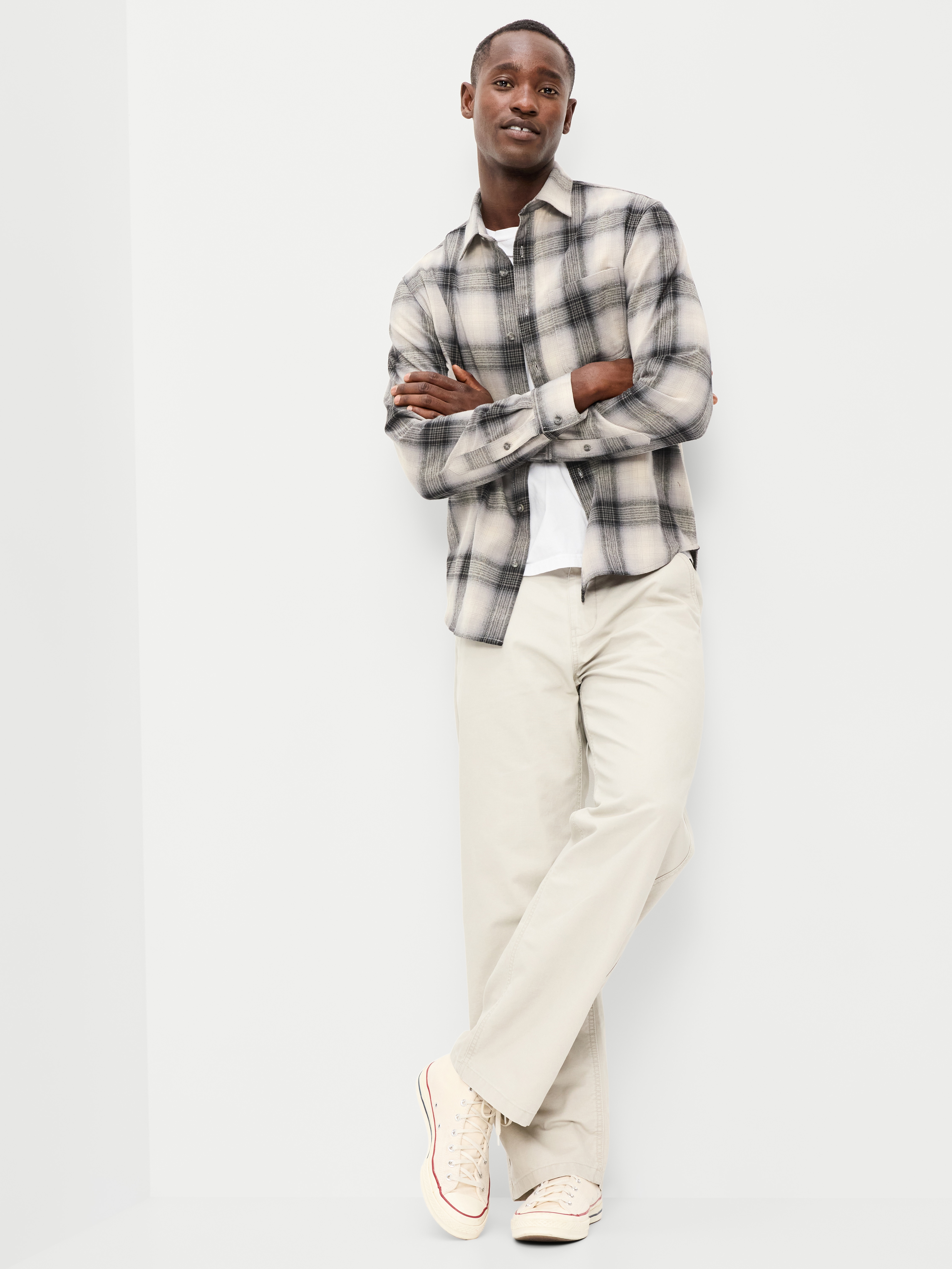 Relaxed Long-Sleeve Flannel Pocket Shirt - Fog City - 3