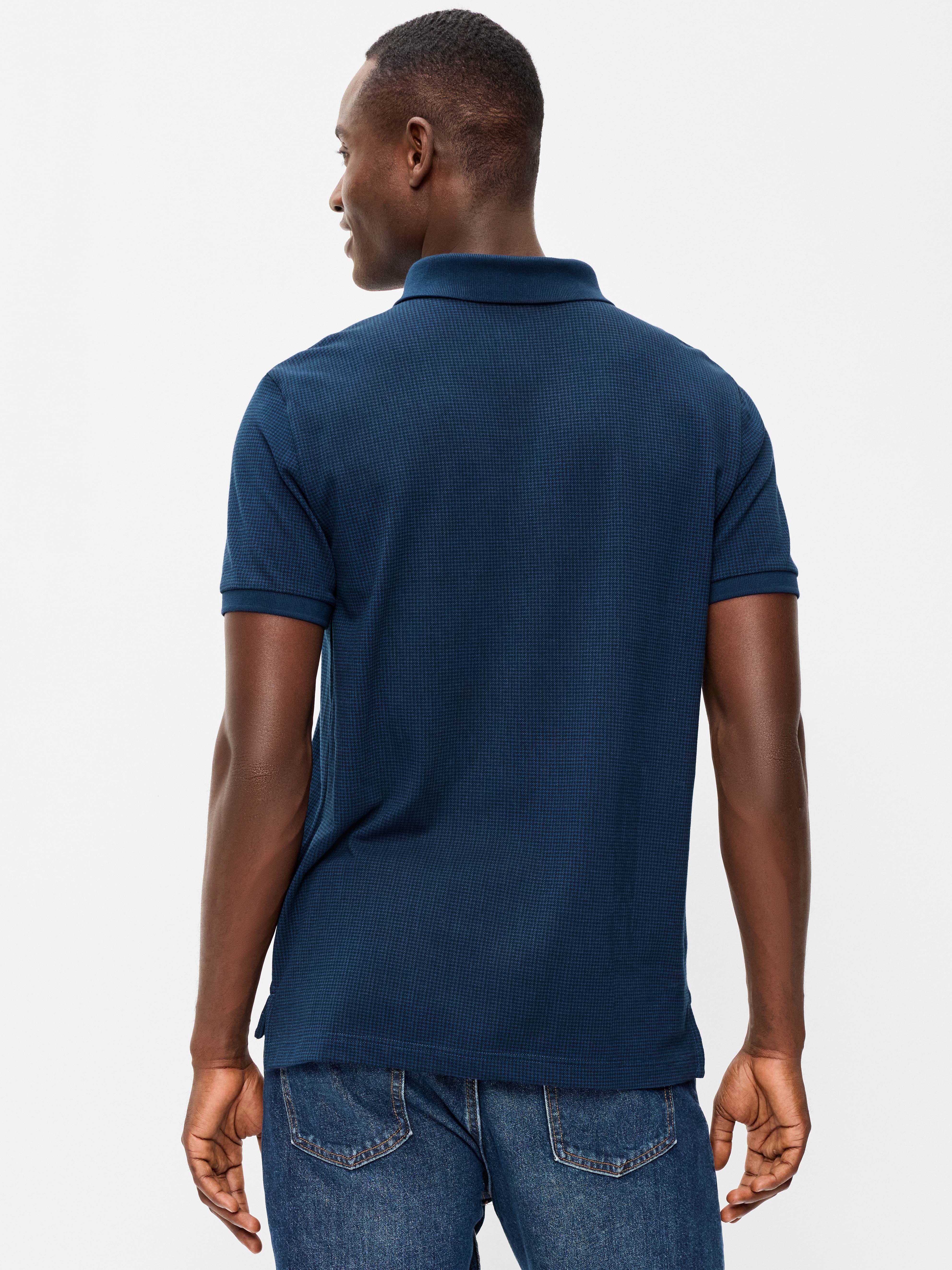 Built-In Flex Pro Polo for Men - Dark Sea Blue Print - 2