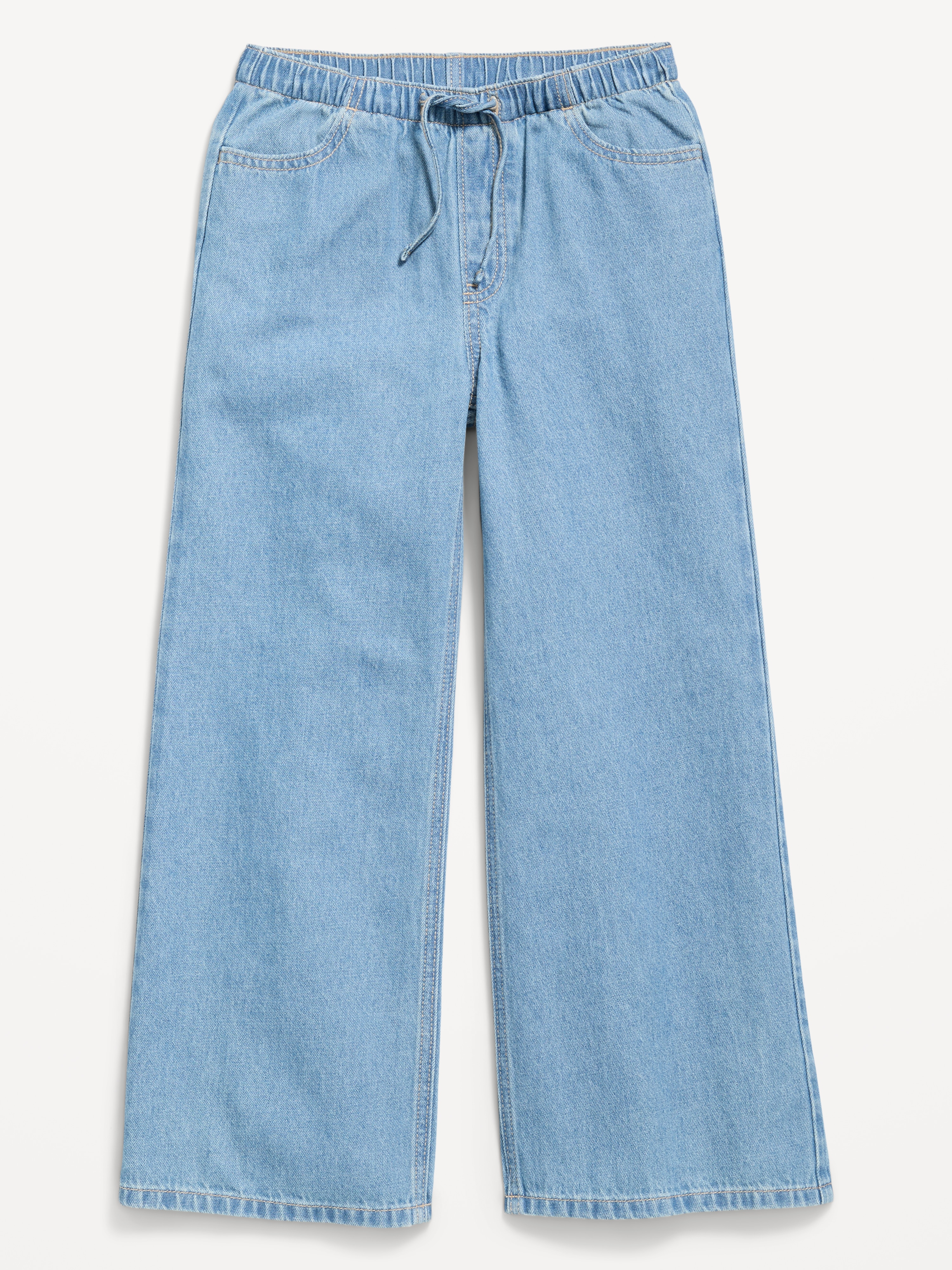 High-Waisted Pull-On Baggy Wide-Leg Jeans for Girls - Vintage - 4
