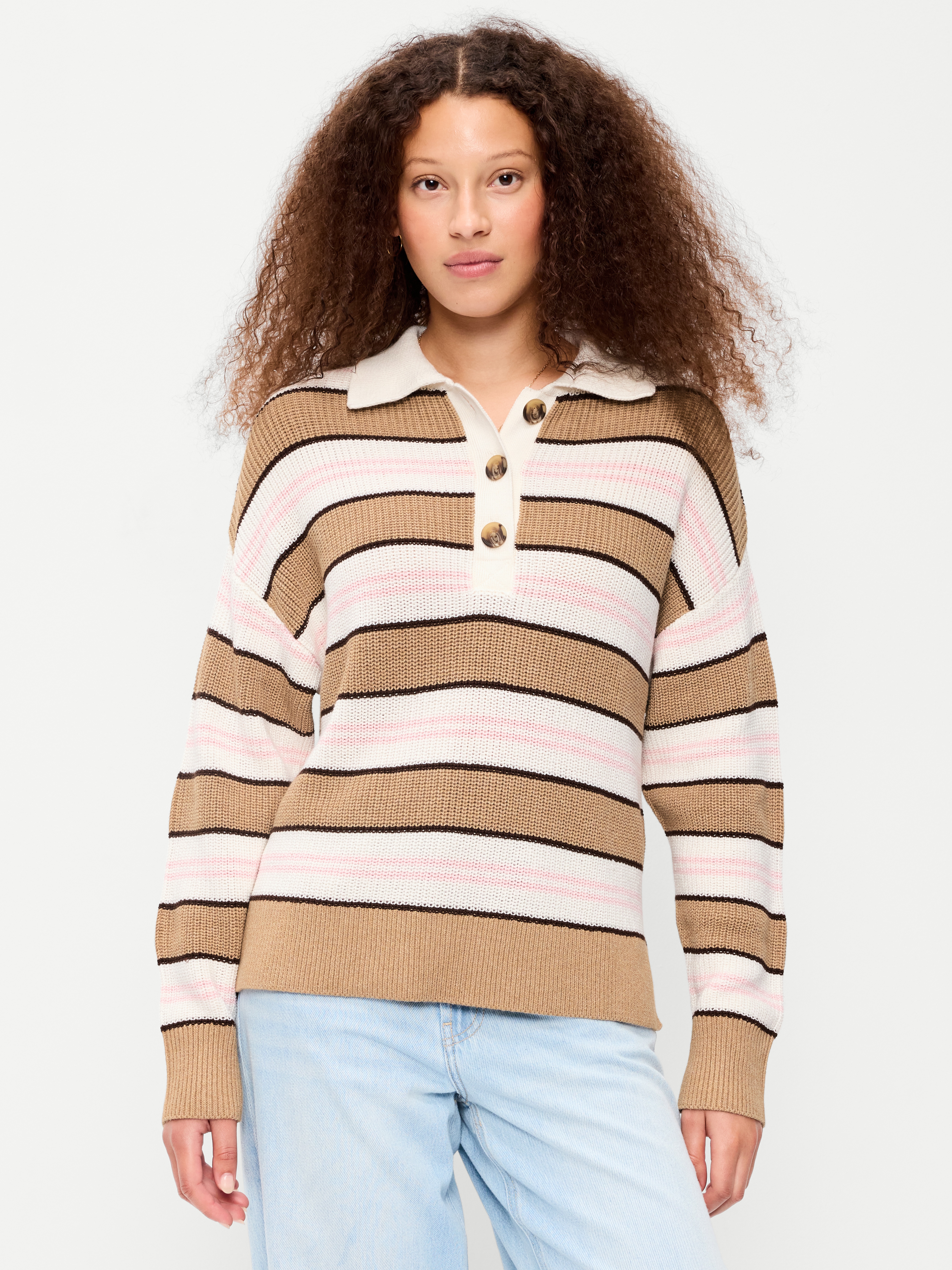 Cotton-Blend Rugby Polo - Neutral Stripe - 1
