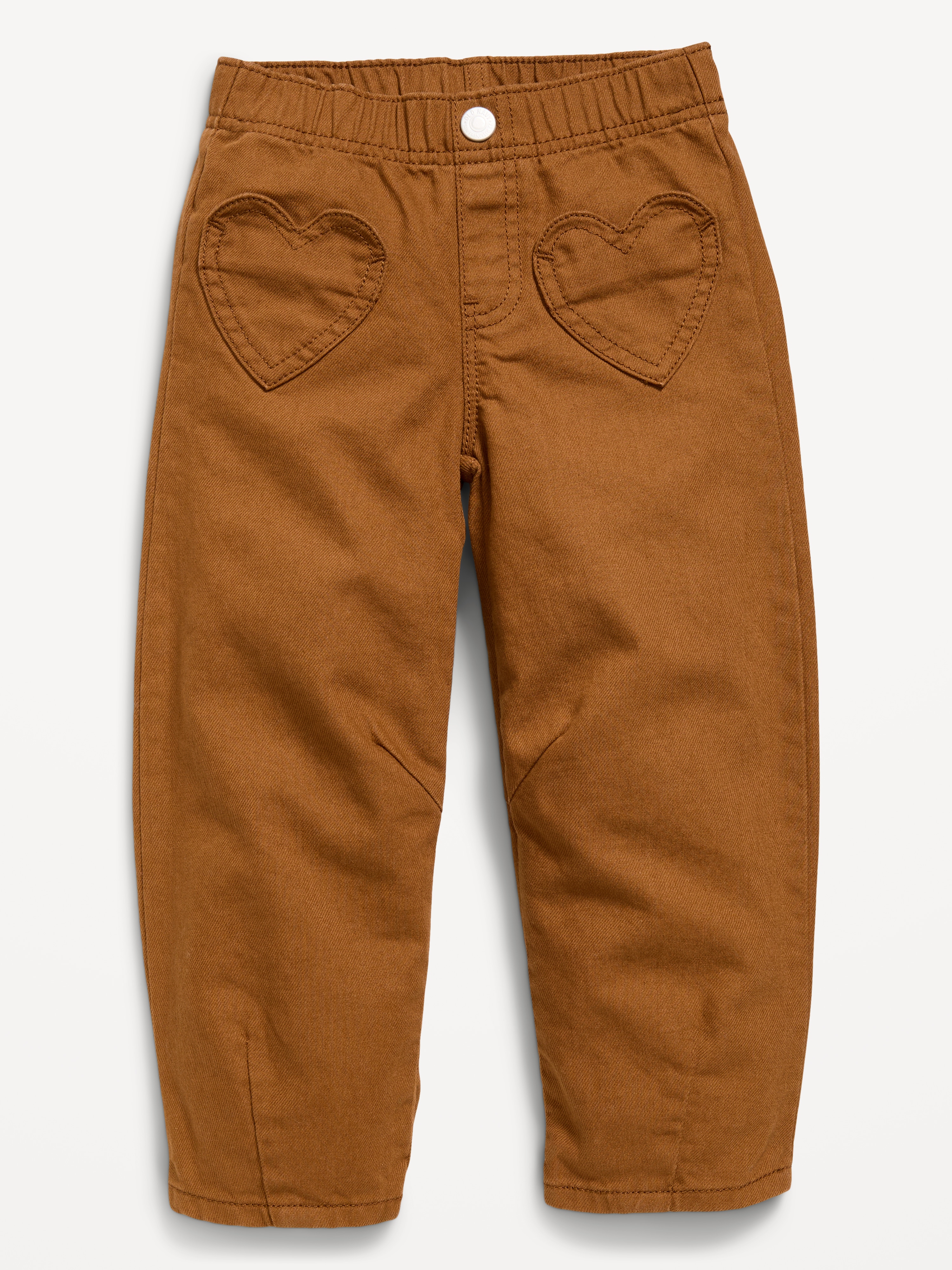 Super Baggy Heart-Pocket Barrel-Leg Jeans for Toddler Girls - Brown - 1
