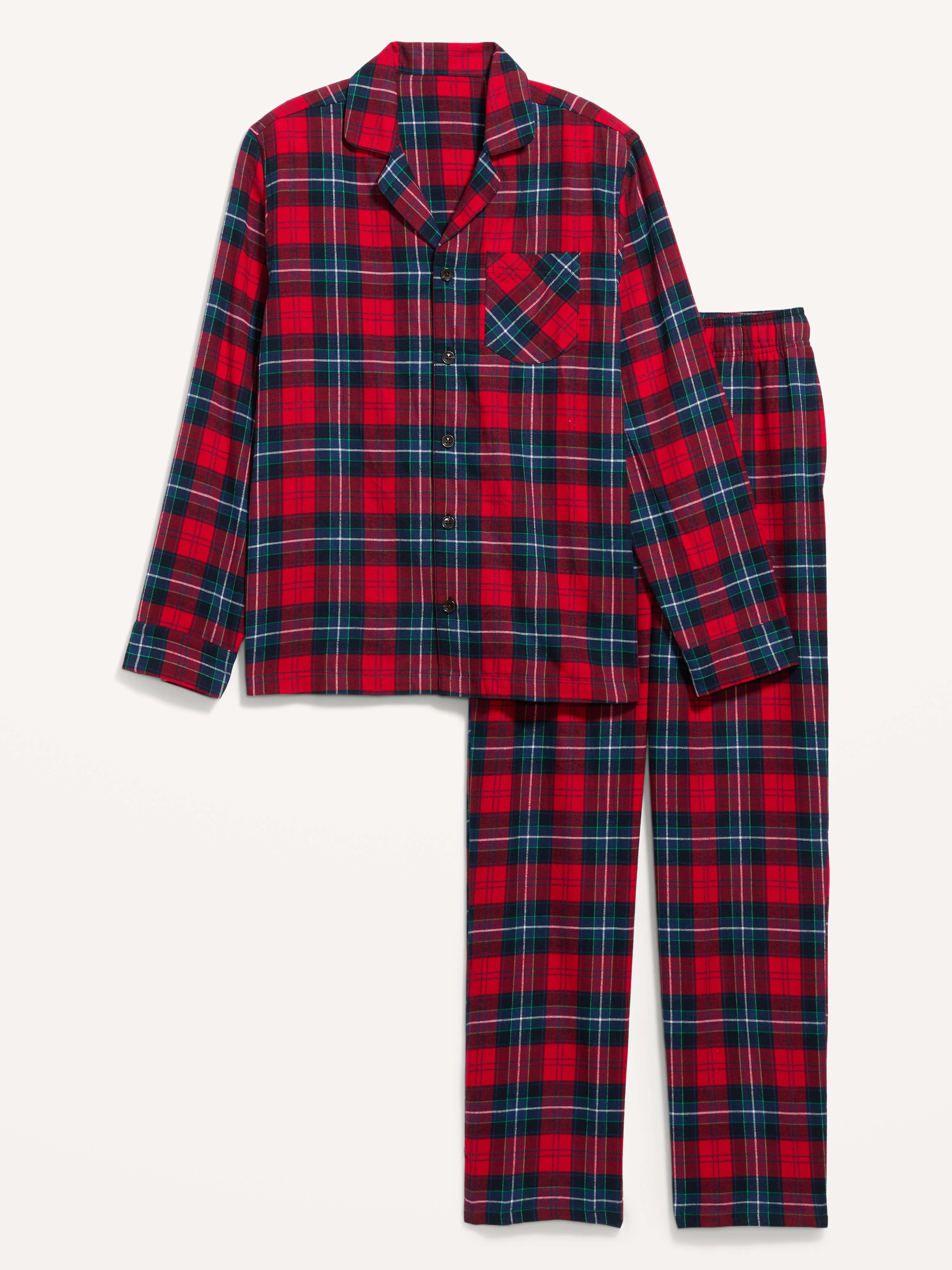Flannel Pajama Pant Set for Men - Red Plaid (Match the Fam!) - 3