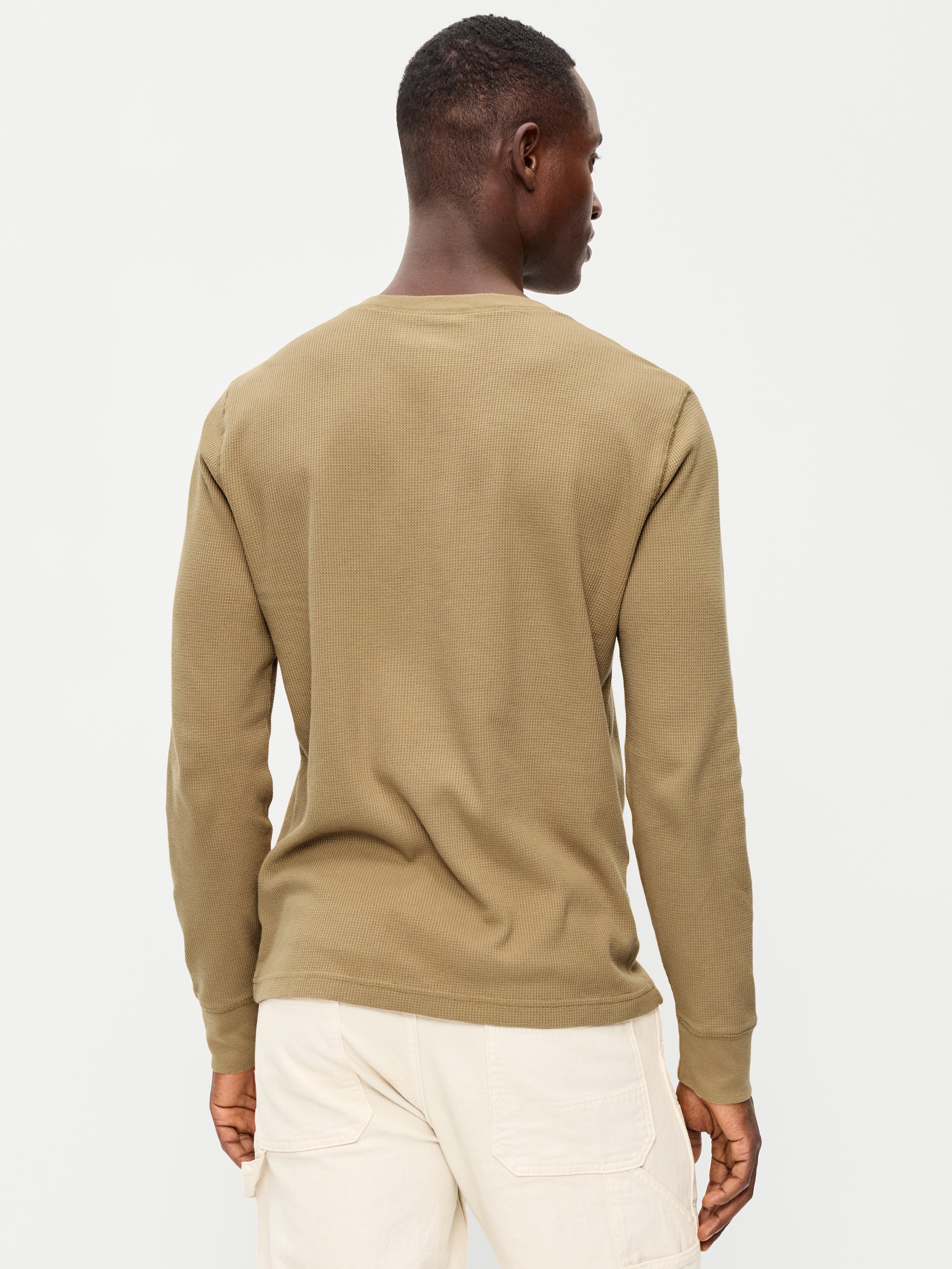 Long-Sleeve Waffle Henley T-Shirt - Kicking Up Dust - 2