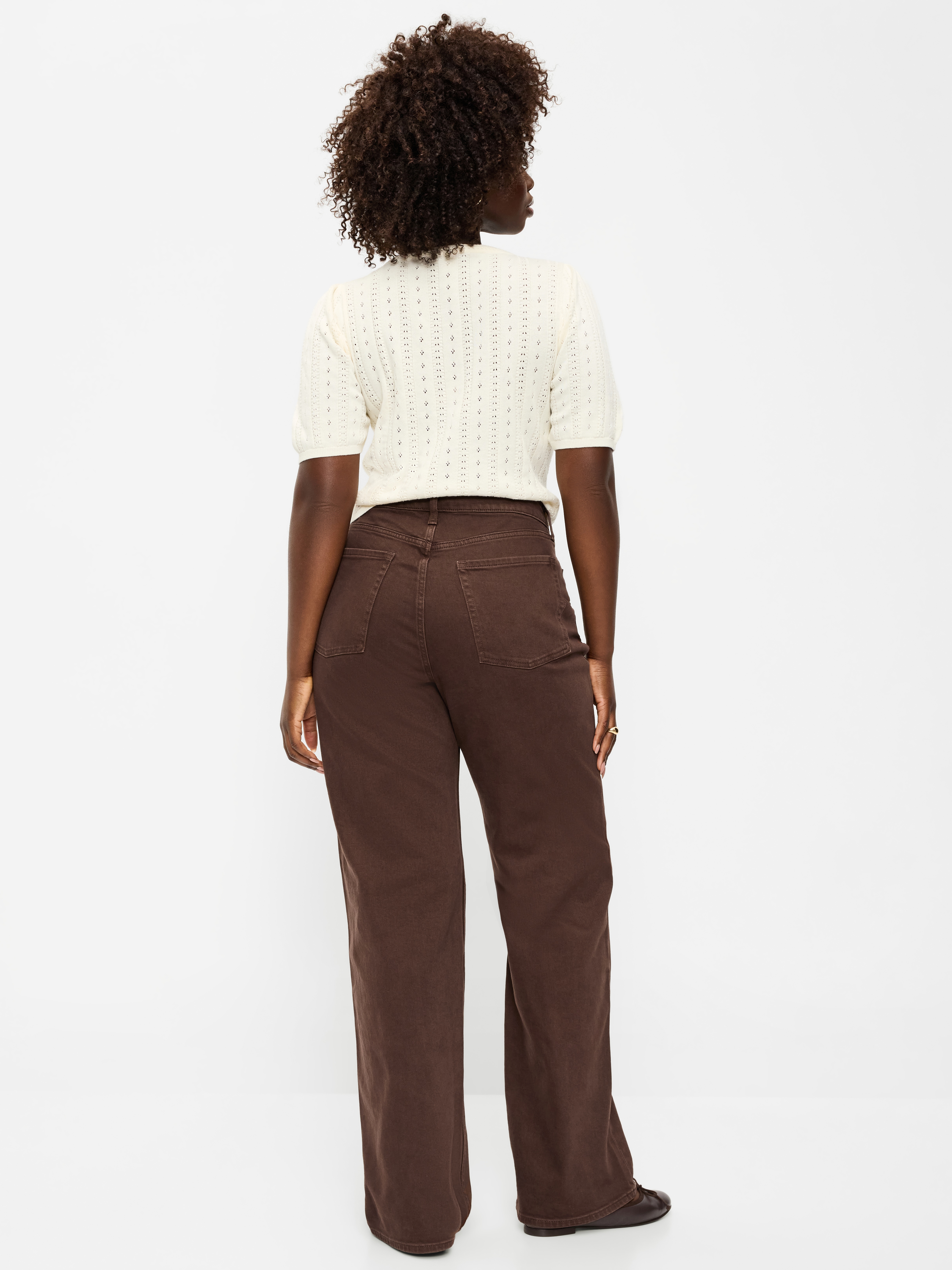 Curvy Extra High-Waisted Wide-Leg Jeans - Earthen Brown - 6