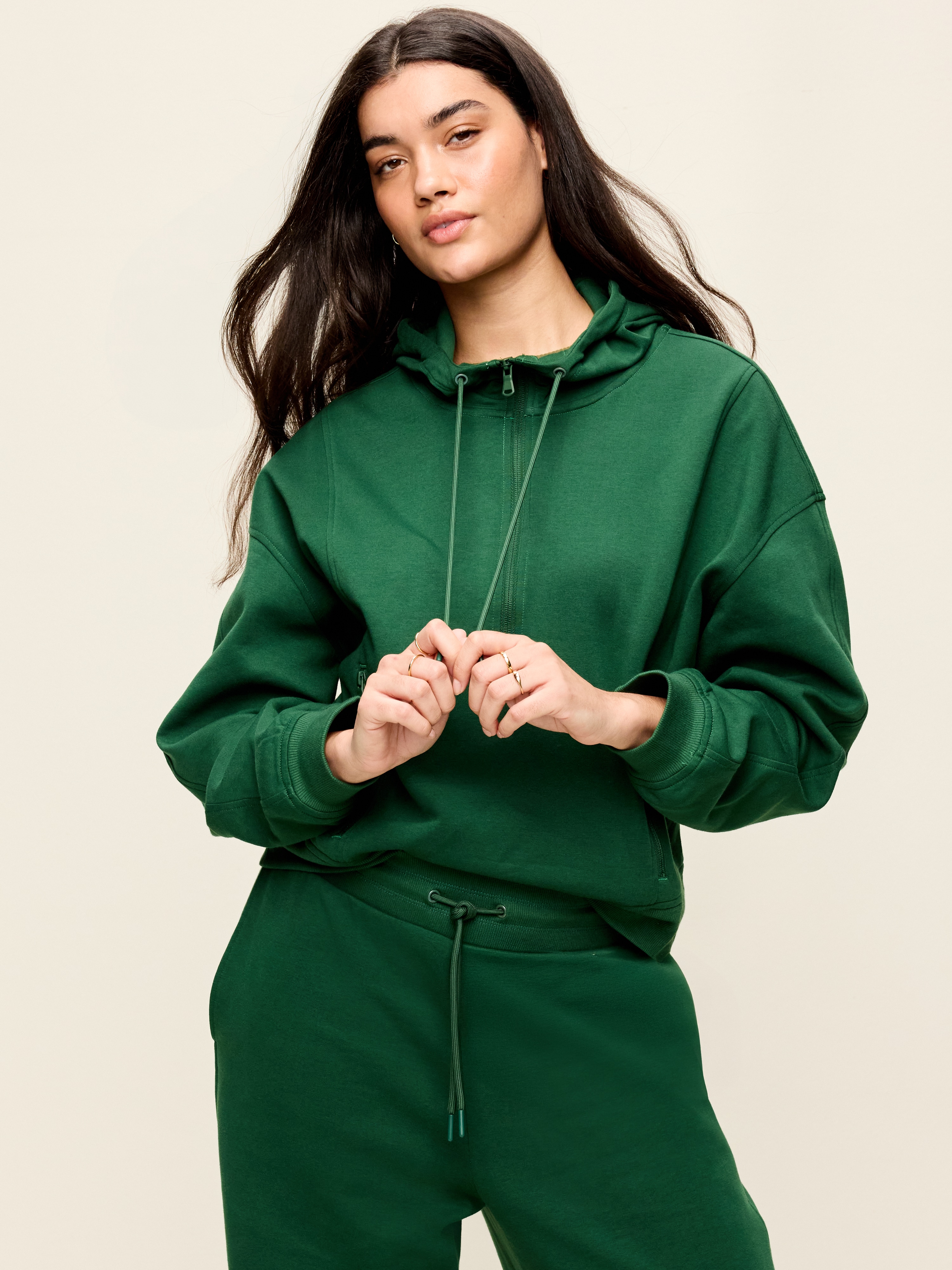 Dynamic Fleece Half-Zip Hoodie Sweatshirt - Field Of Greens - 6