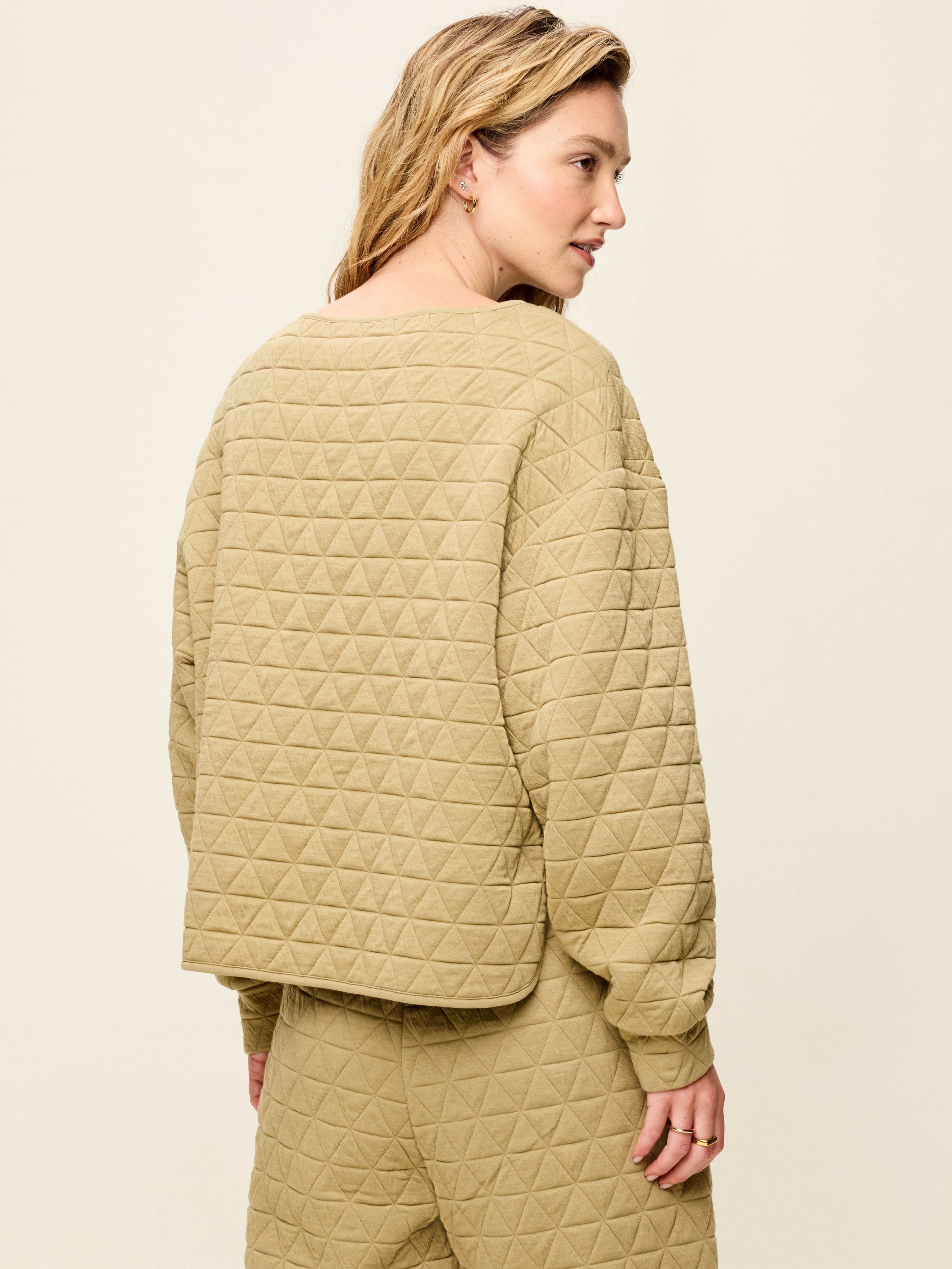 Quilted Bounce Fleece Boatneck Sweatshirt - Micro Green - 2
