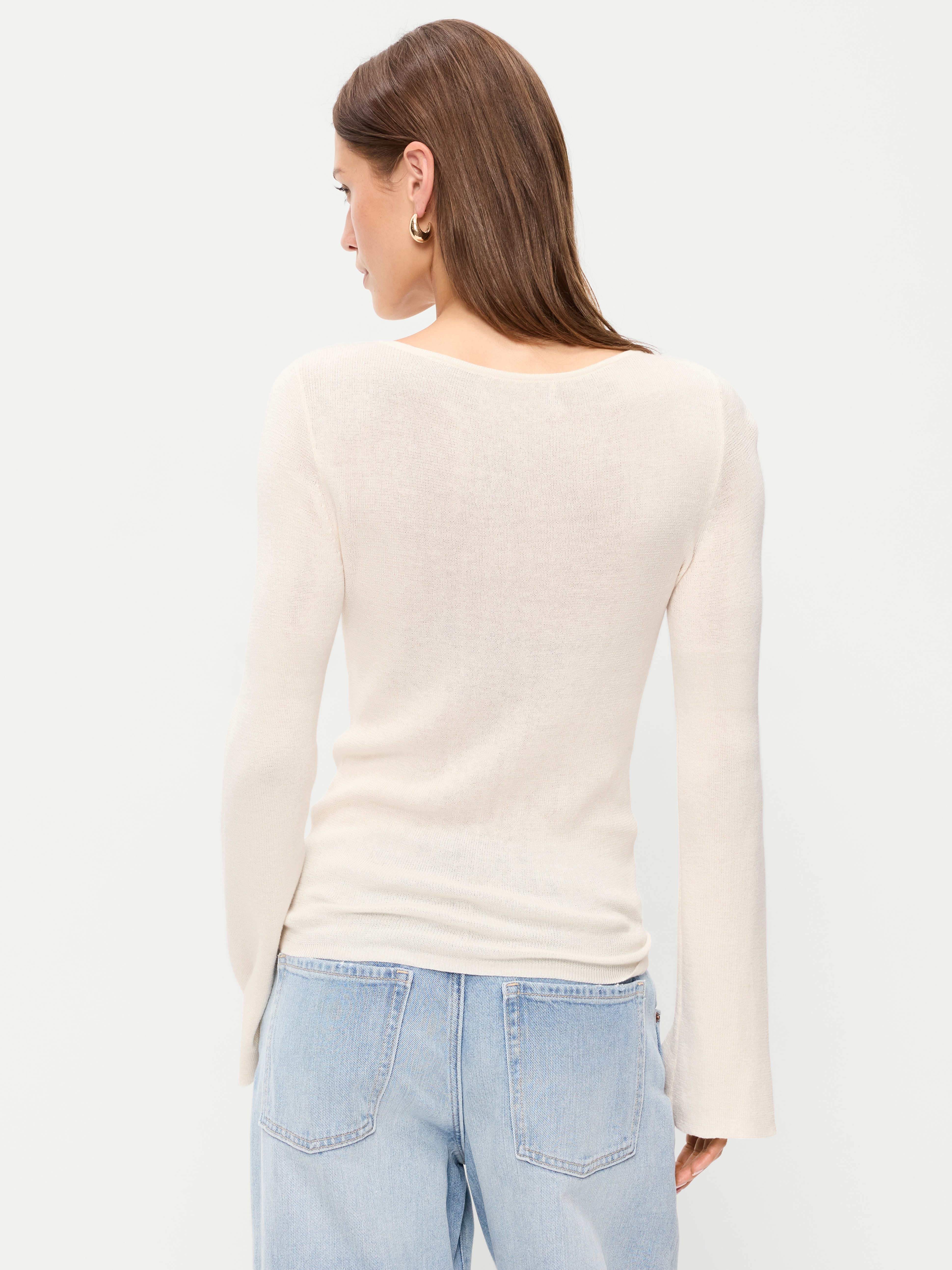 Bell-Sleeve Keyhole Top - Creme De La Creme - 2
