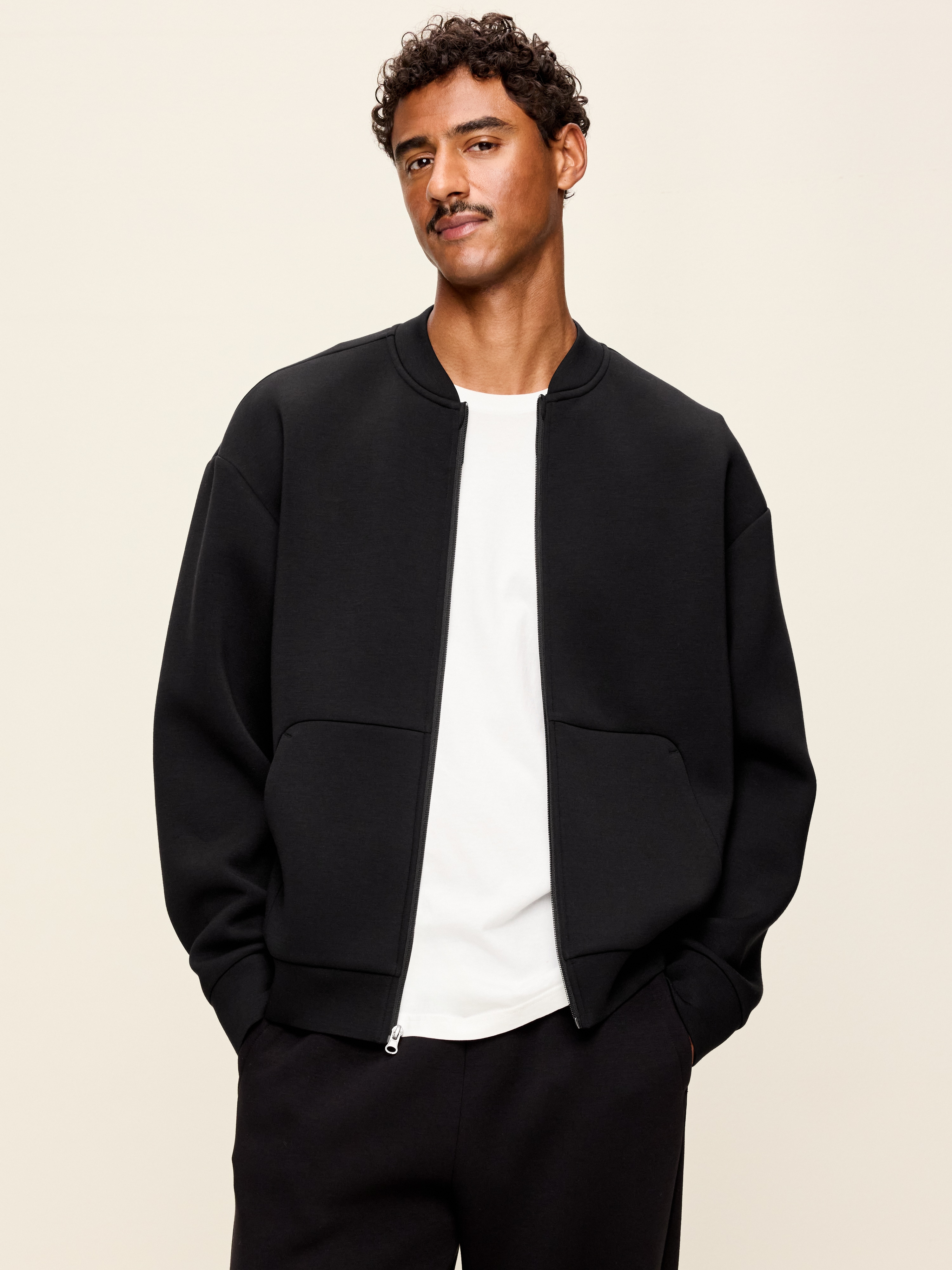 Bounce Fleece Oversized Bomber Jacket - Black Jack - 1