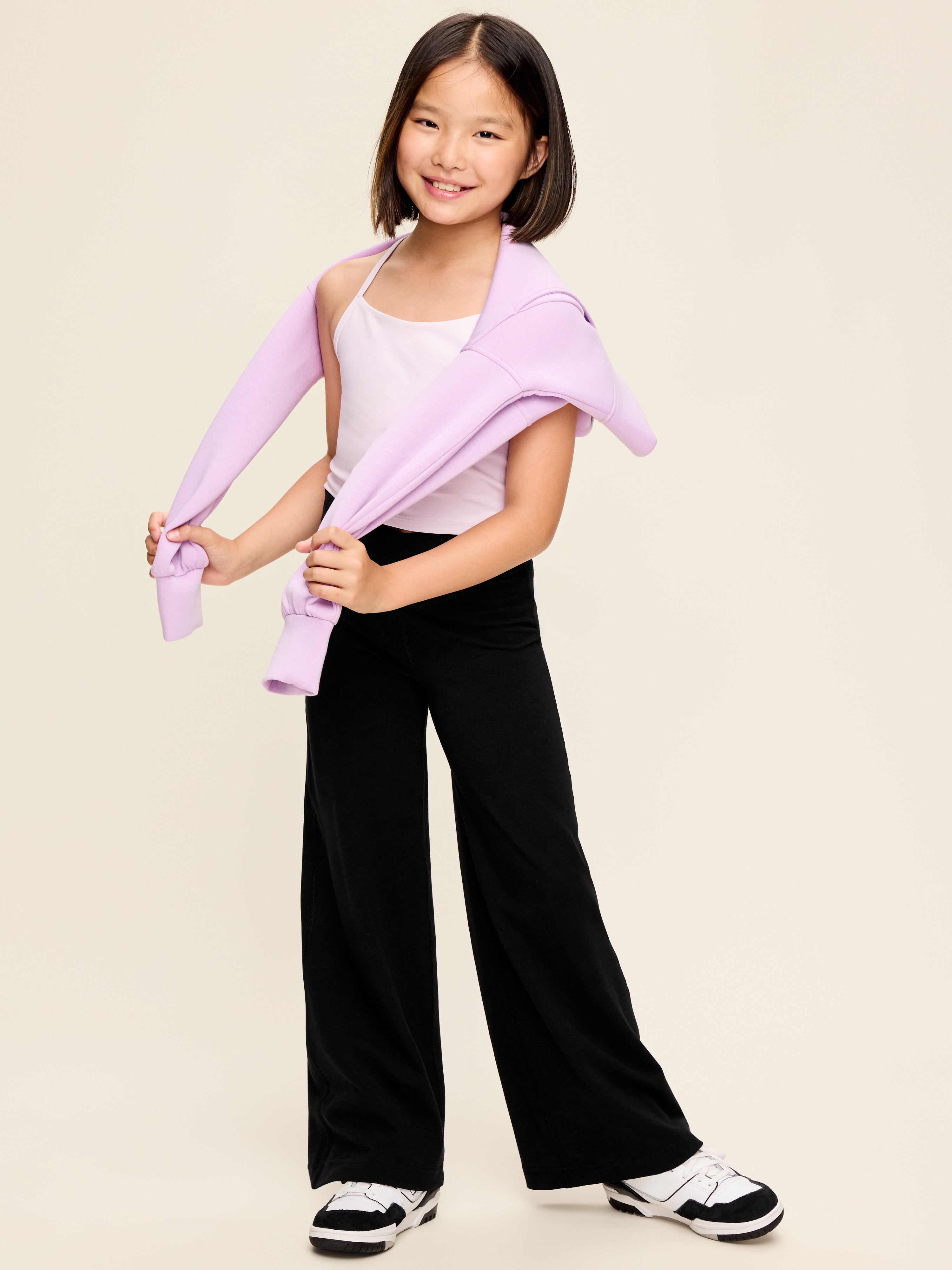 High-Waisted PowerChill Crossover Wide-Leg Pants for Girls - Black Jack - 3