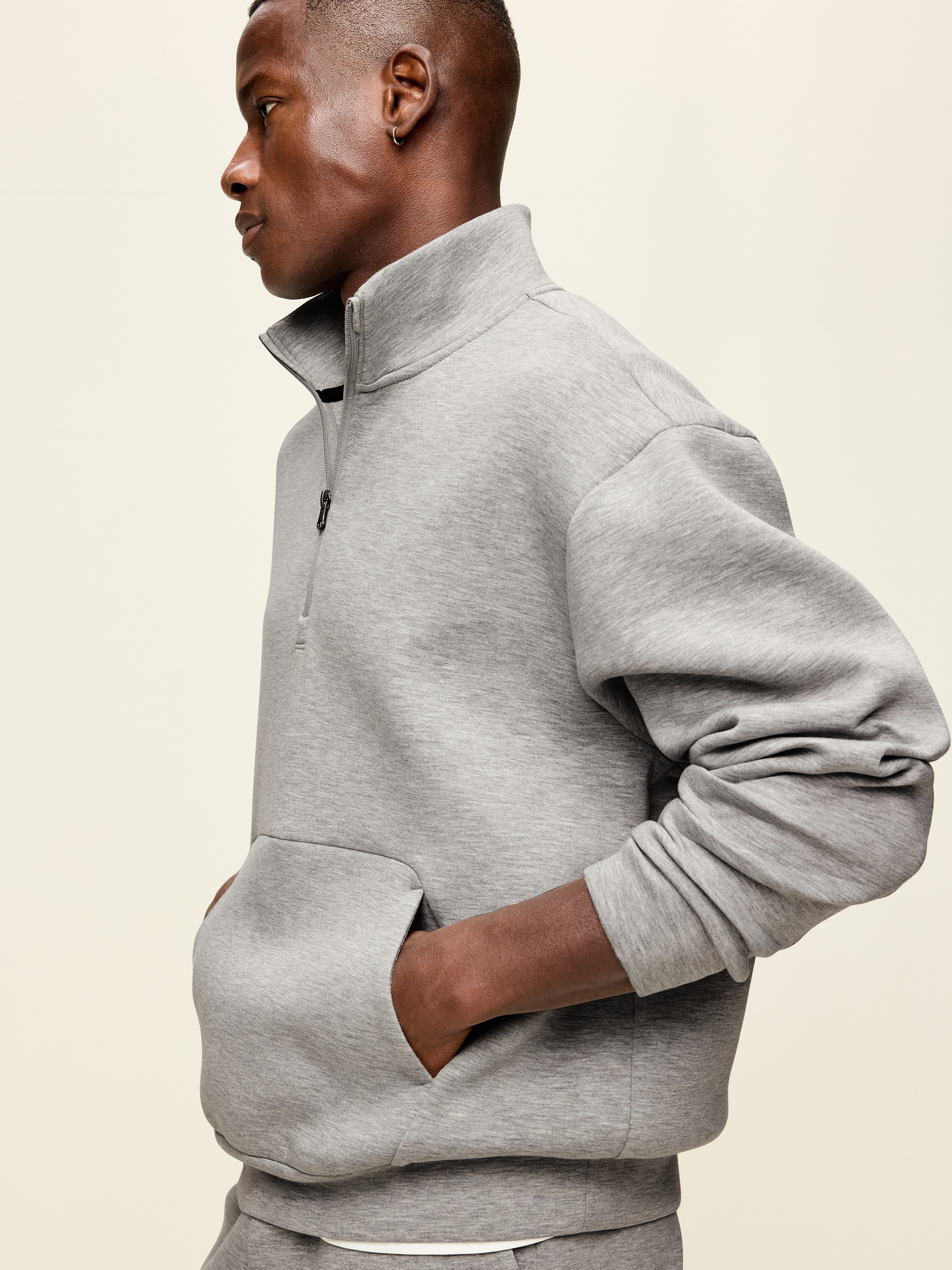 Bounce Fleece Oversized Half-Zip Pullover Sweatshirt - Heather Gray - 3
