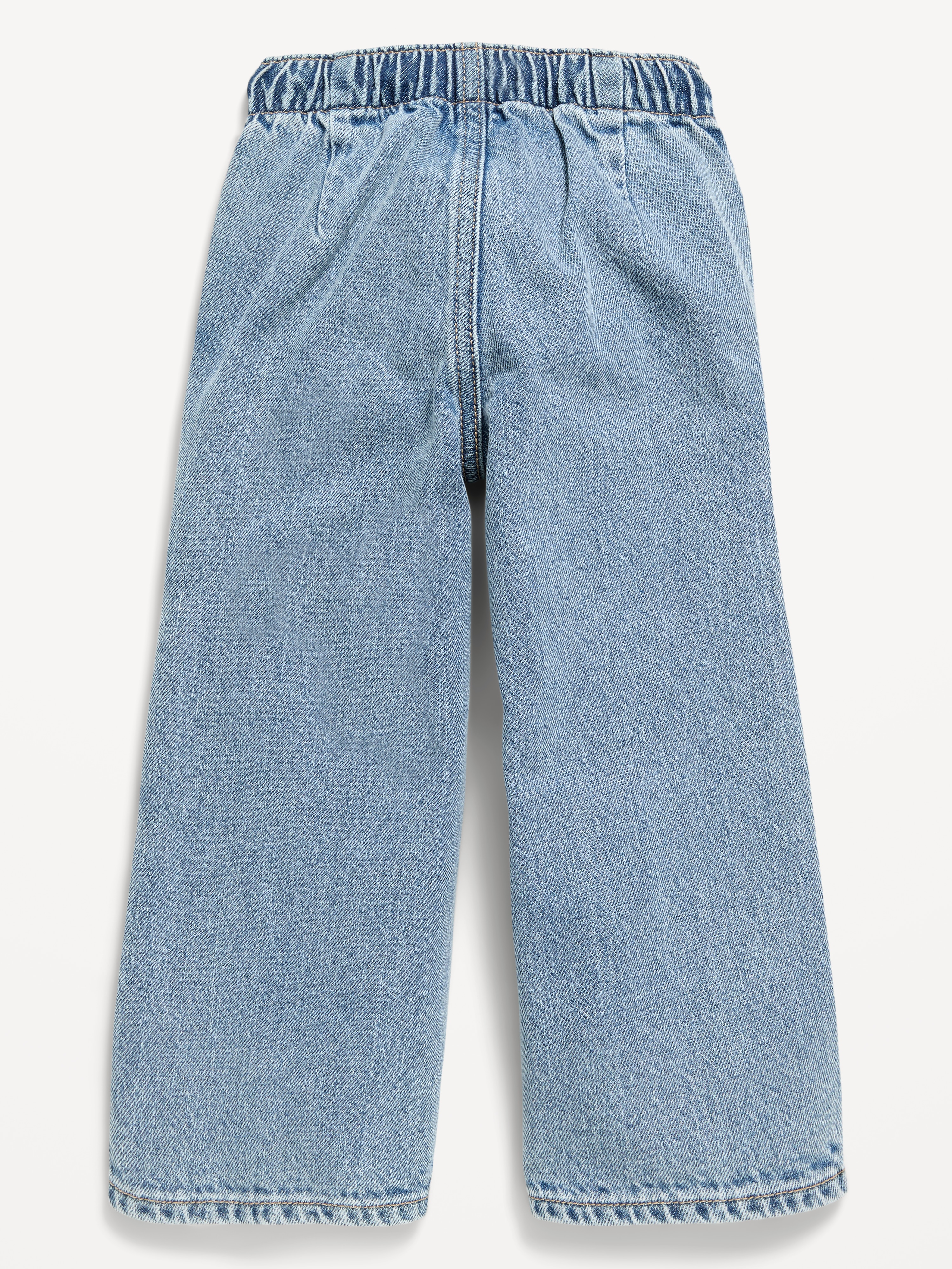 High-Waisted Baggy Wide-Leg Pull-On Jeans for Toddler Girls - Light Wash - 4