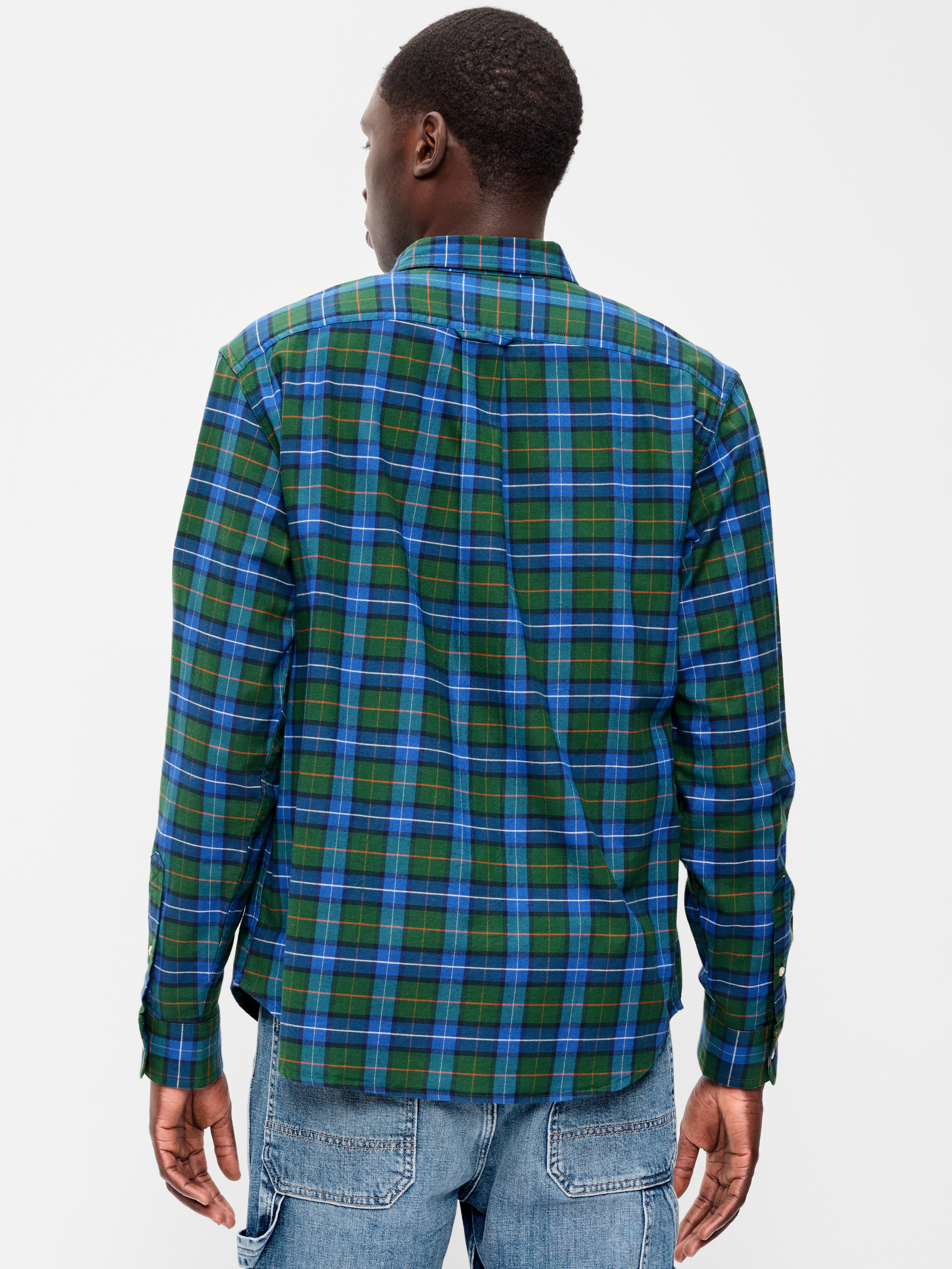 Classic Fit Everyday Oxford Shirt - Green/Blue Plaid - 2