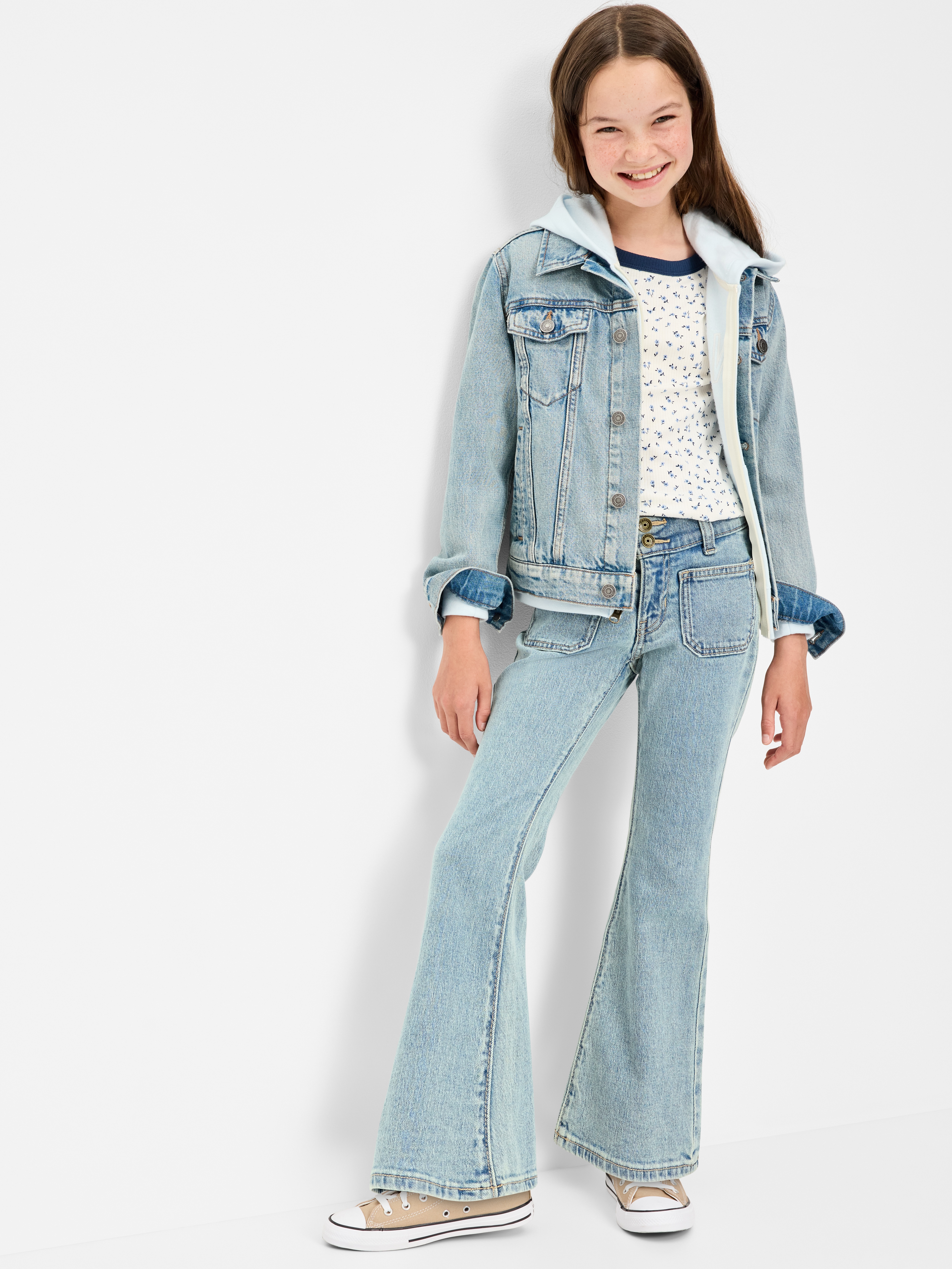 Low-Rise Flare-Leg Jeans for Girls - Light Wash - 3
