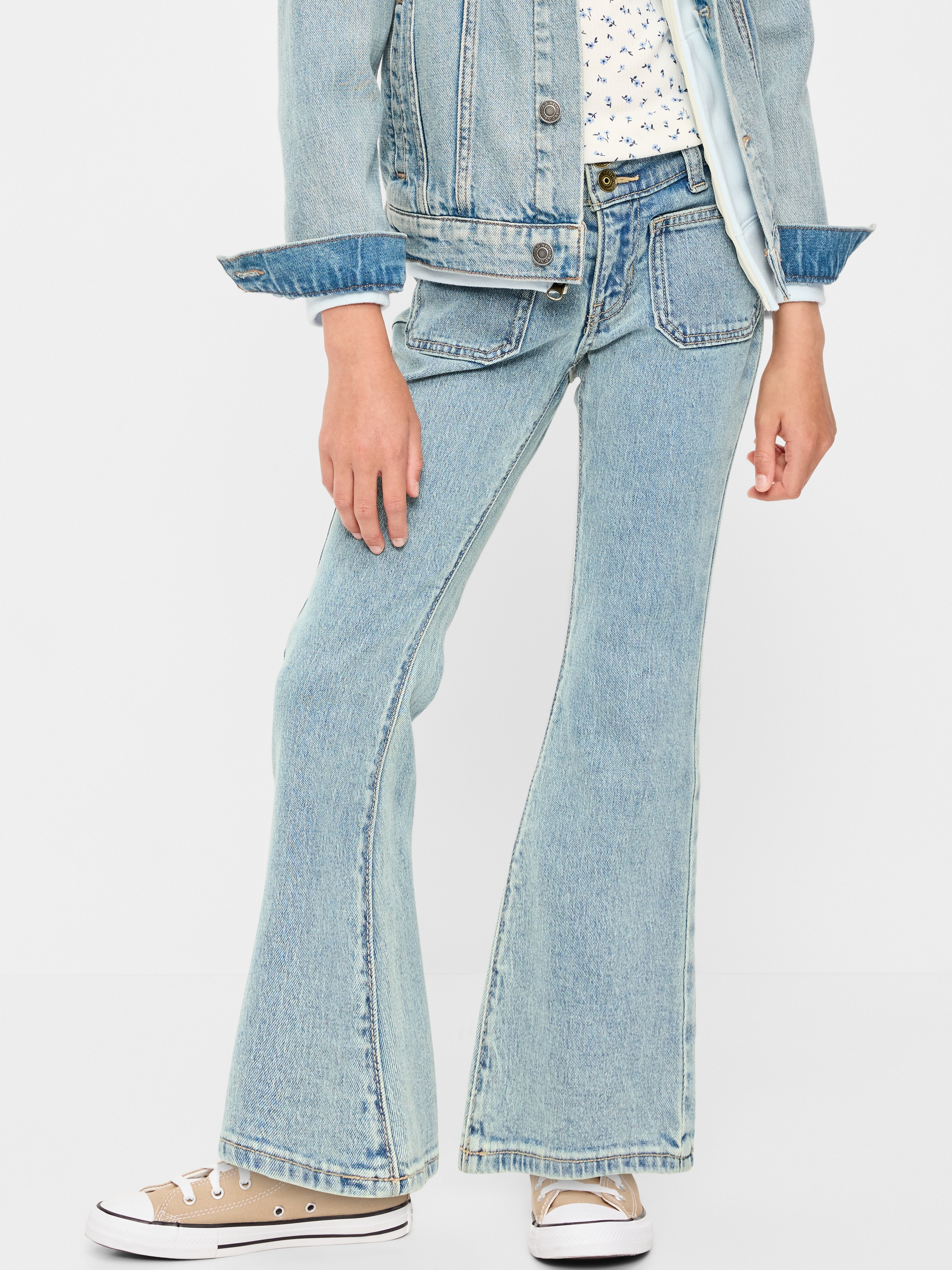 Low-Rise Flare-Leg Jeans for Girls - Light Wash - 1