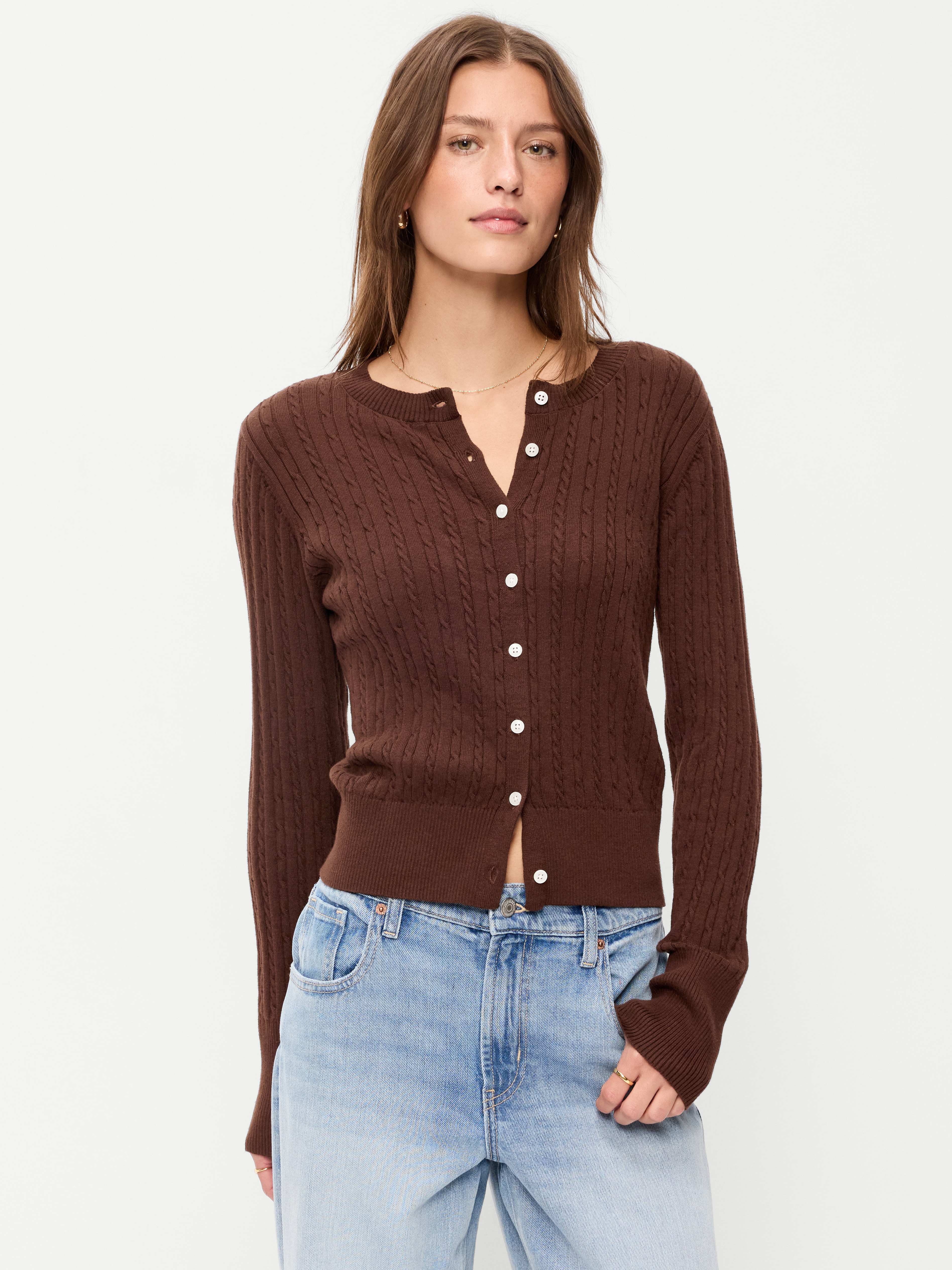SoSoft Cropped Crew-Neck Cardigan - Earthen - 3