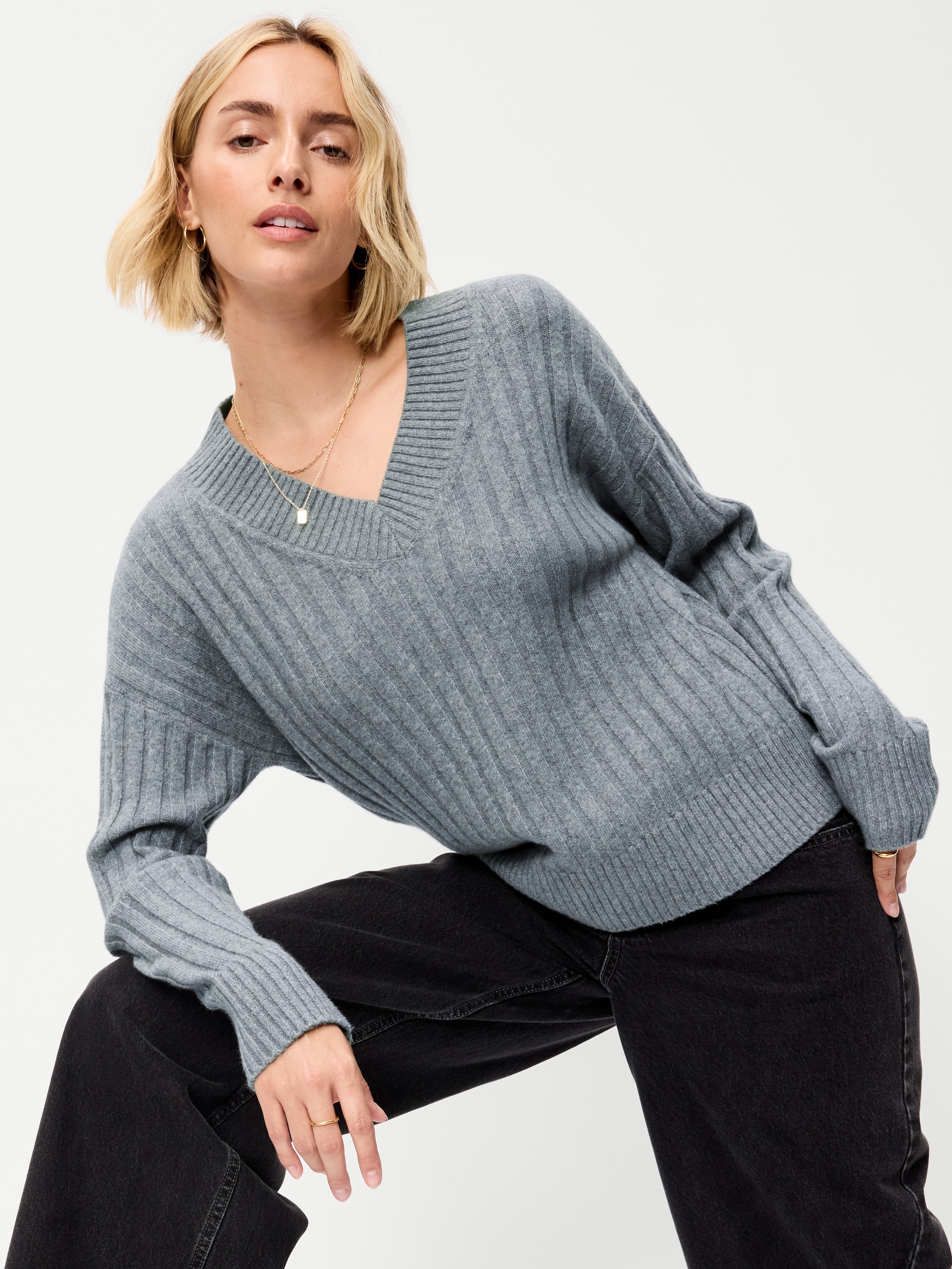 SoSoft V-Neck Sweater - Heather Gray - 3