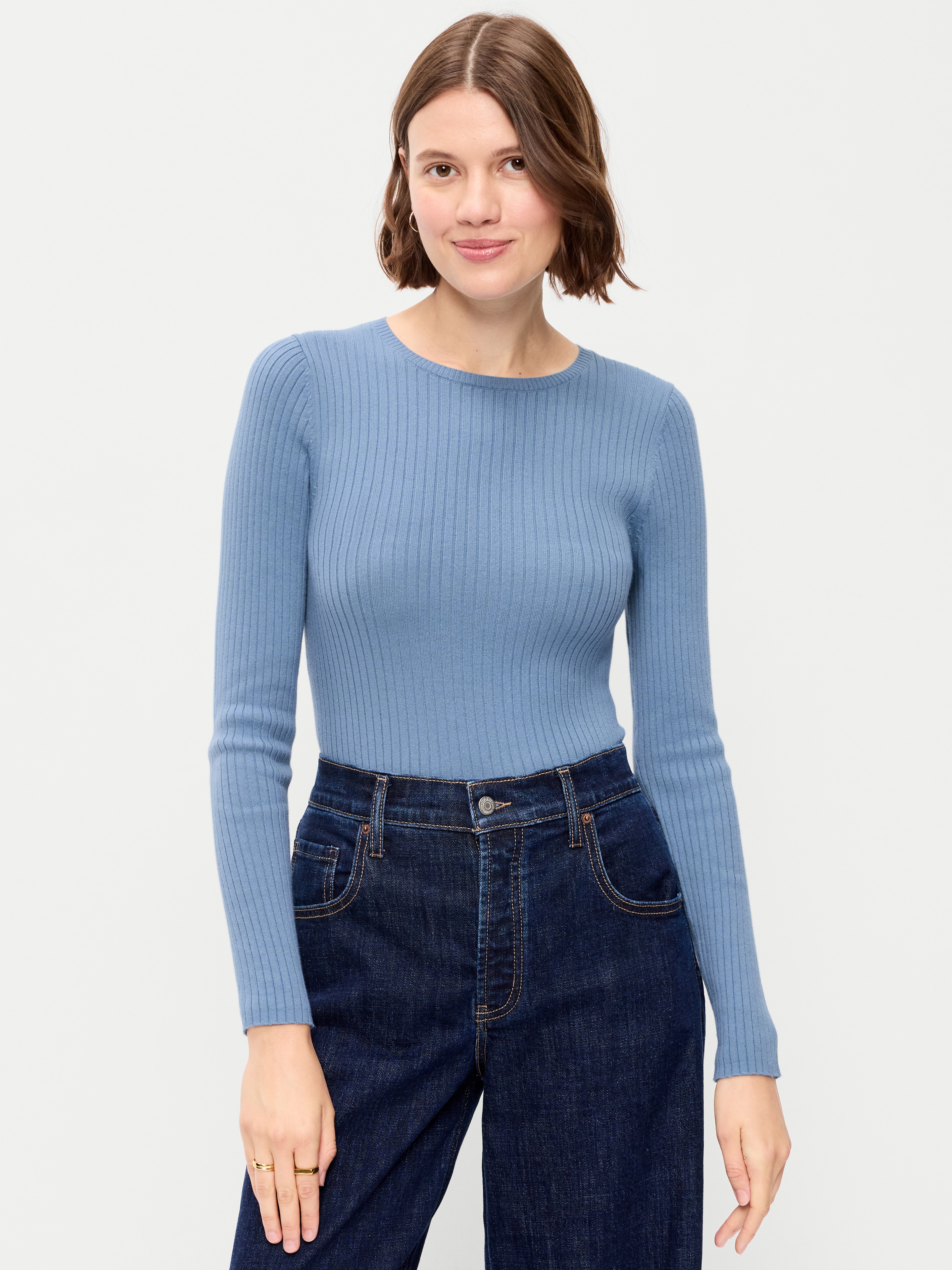 SoSoft Lite Crew-Neck Long-Sleeve Ribbed Sweater - Naturalist Blue - 1