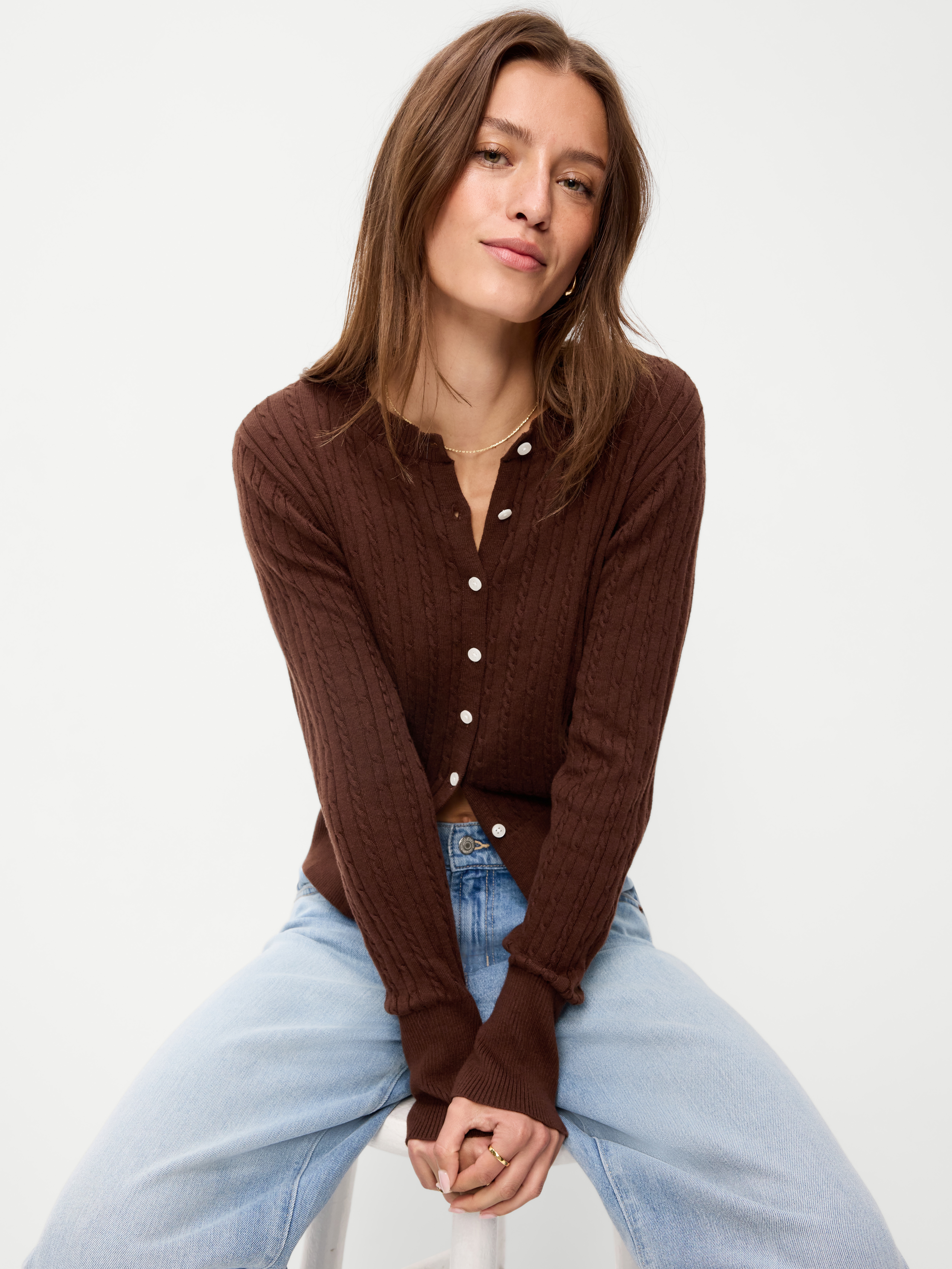 SoSoft Cropped Crew-Neck Cardigan - Earthen - 1