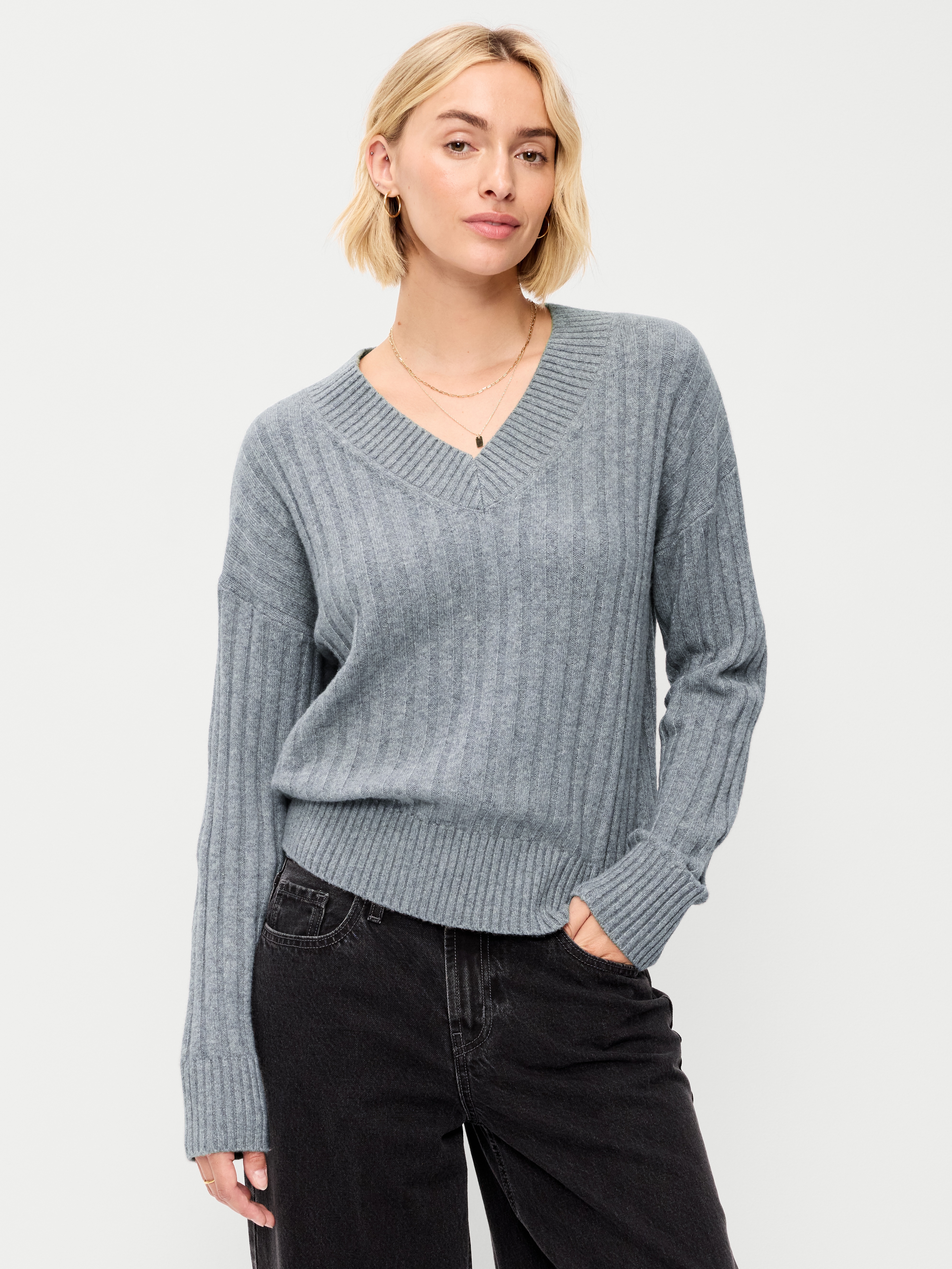 SoSoft V-Neck Sweater - Heather Gray - 1