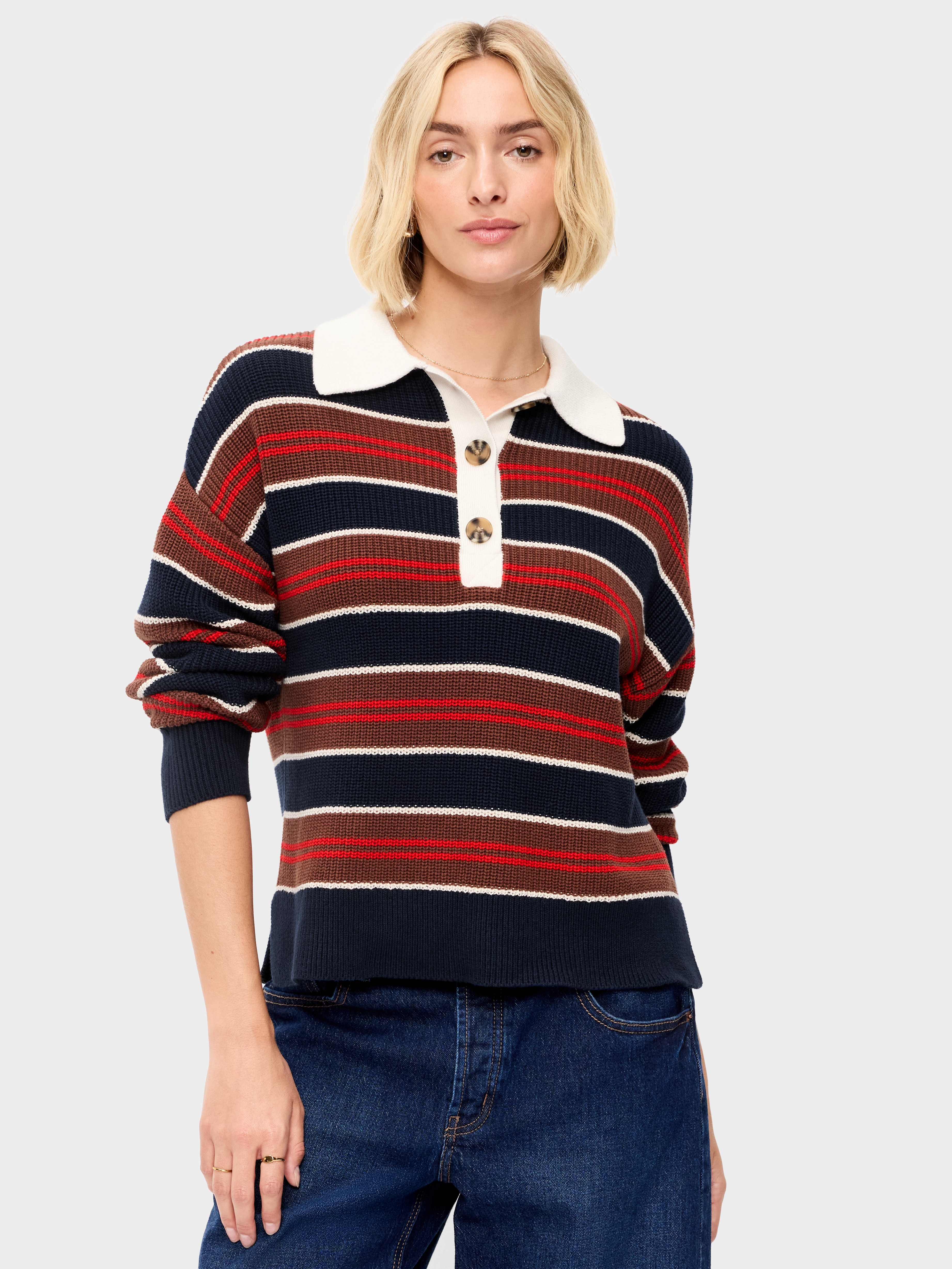 Cotton-Blend Rugby Polo - Earth Brown Stripe - 3