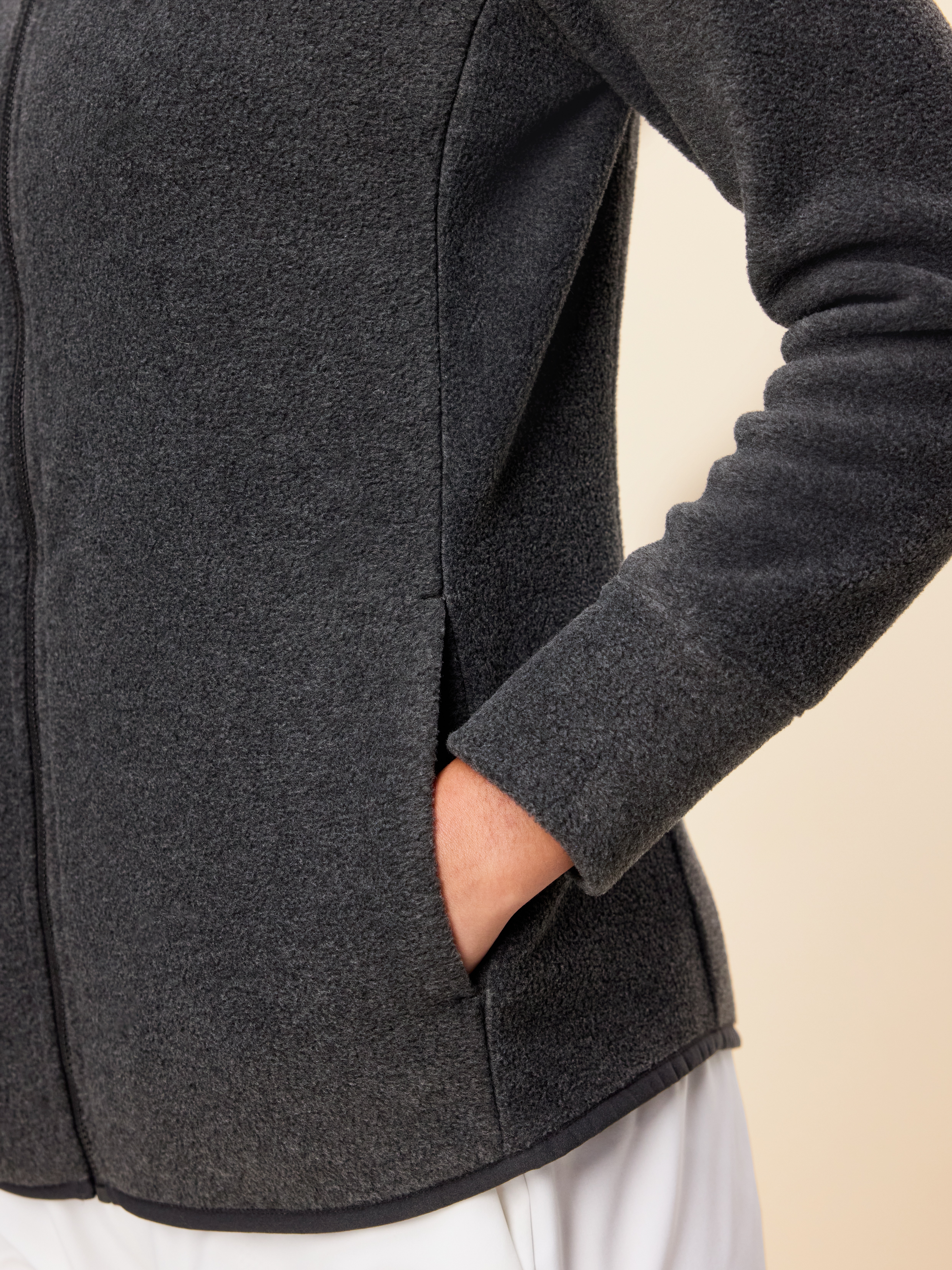 Fitted Performance Fleece Full-Zip Jacket - Dark Heather Gray - 4