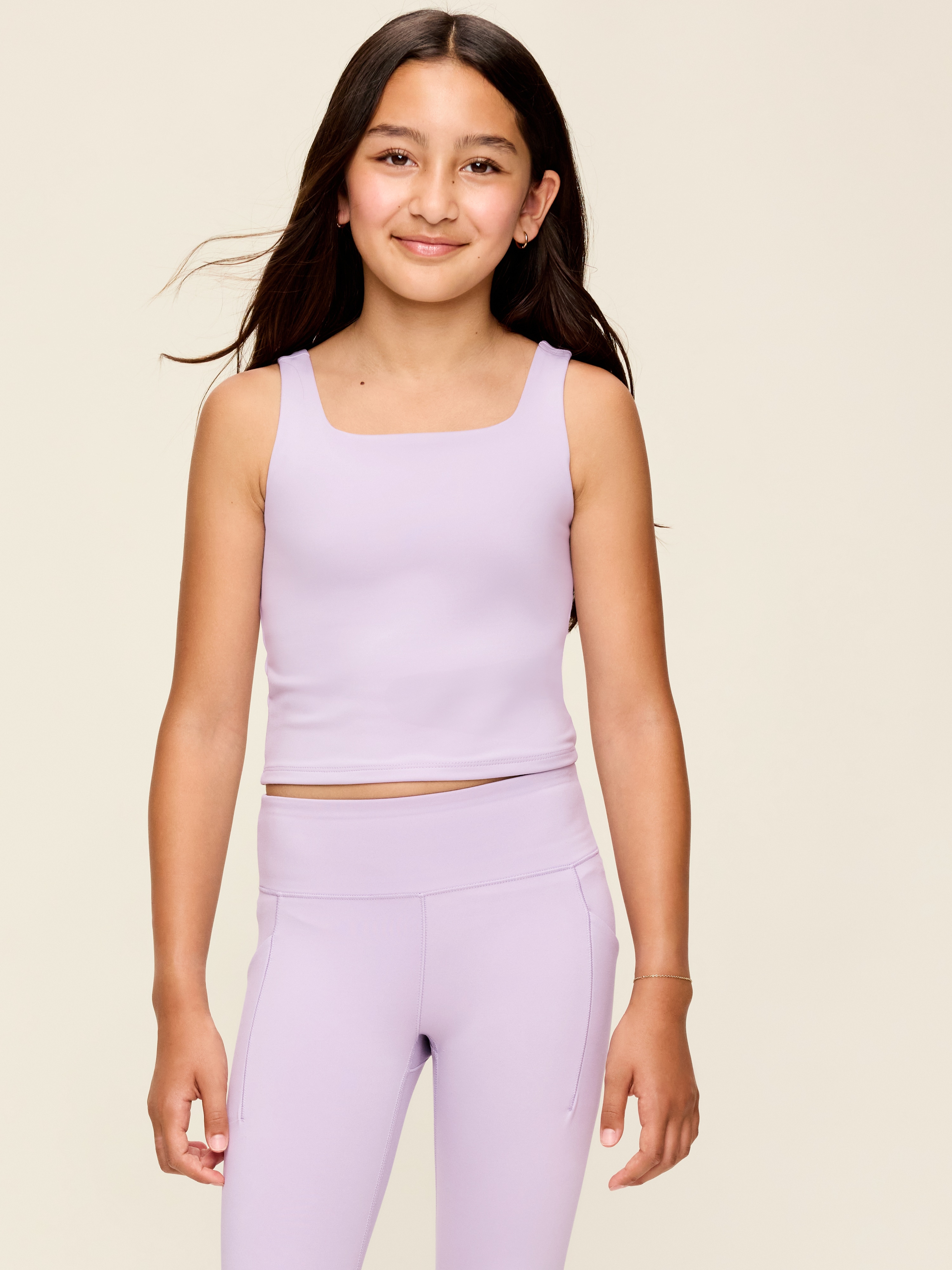 StudioSmooth Longline Sports Bra for Girls - Dusky Lavender - 1