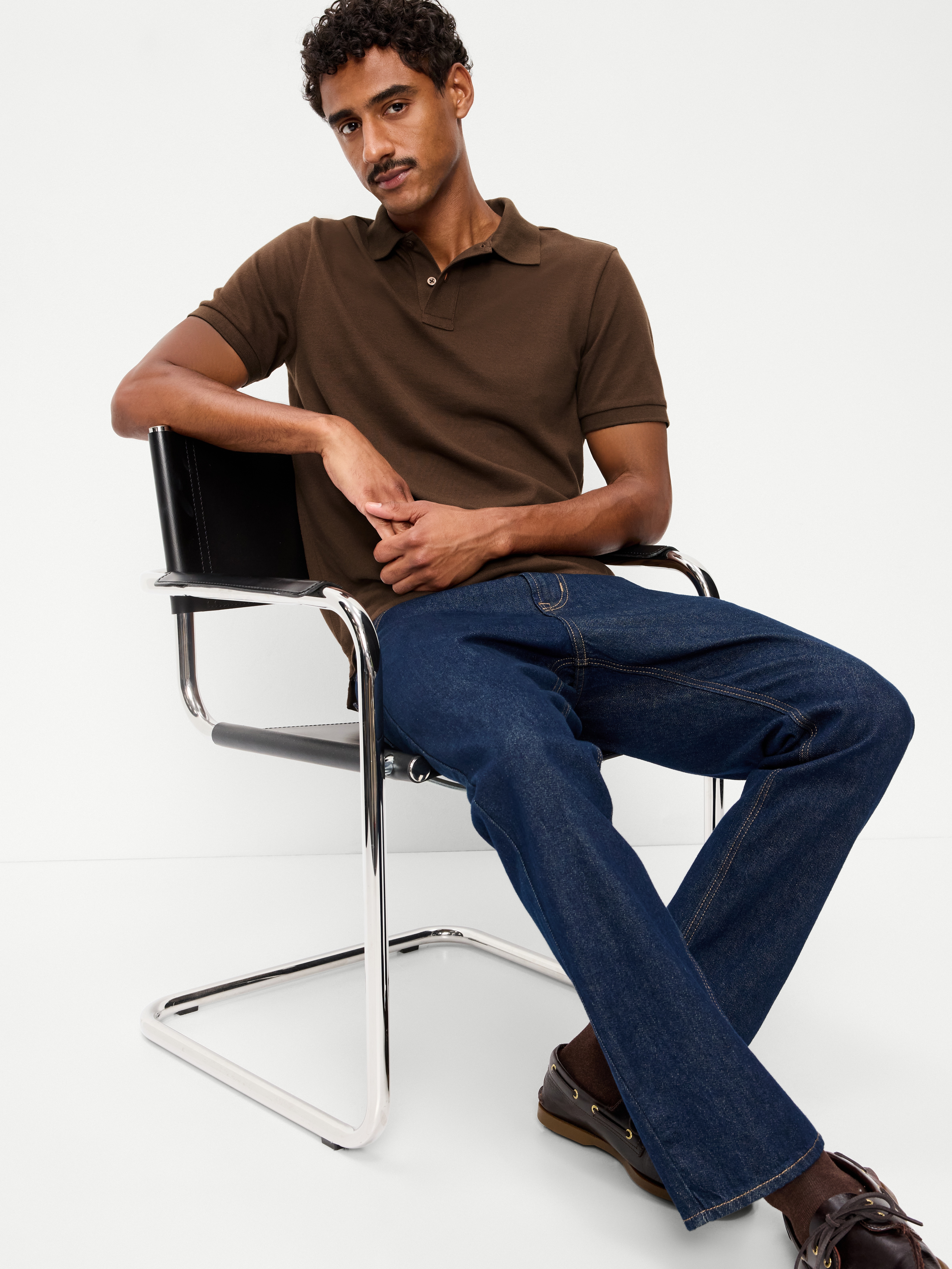 Pique Polo for Men - Dark Walnut - 3