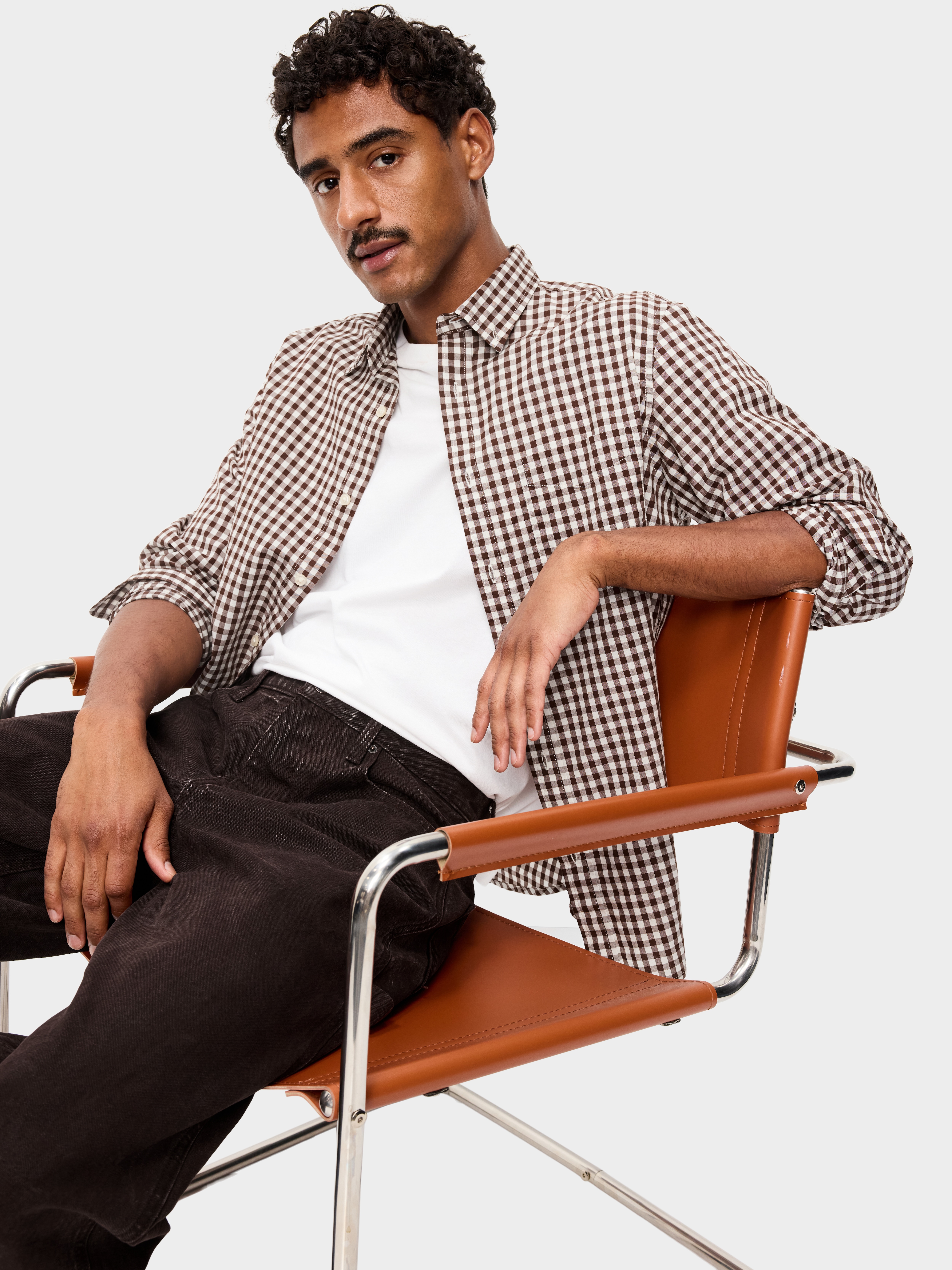 Classic Fit Everyday Oxford Shirt - Brown Check - 3